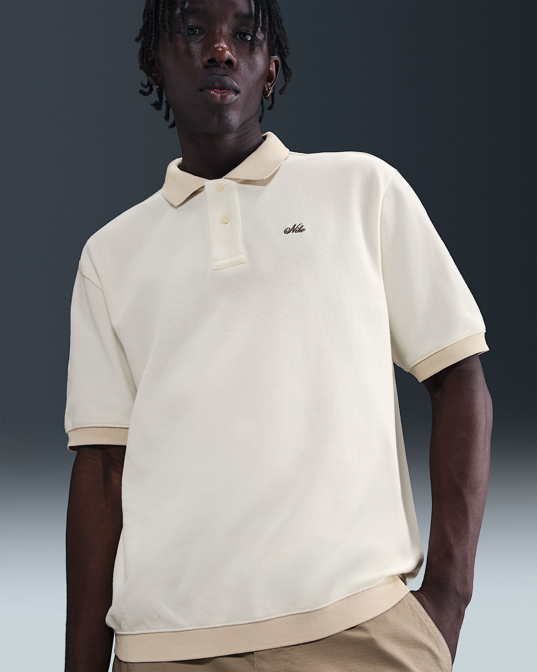 Nike Life Men's Heavyweight Polo - Sail/Light Khaki/Medium Olive