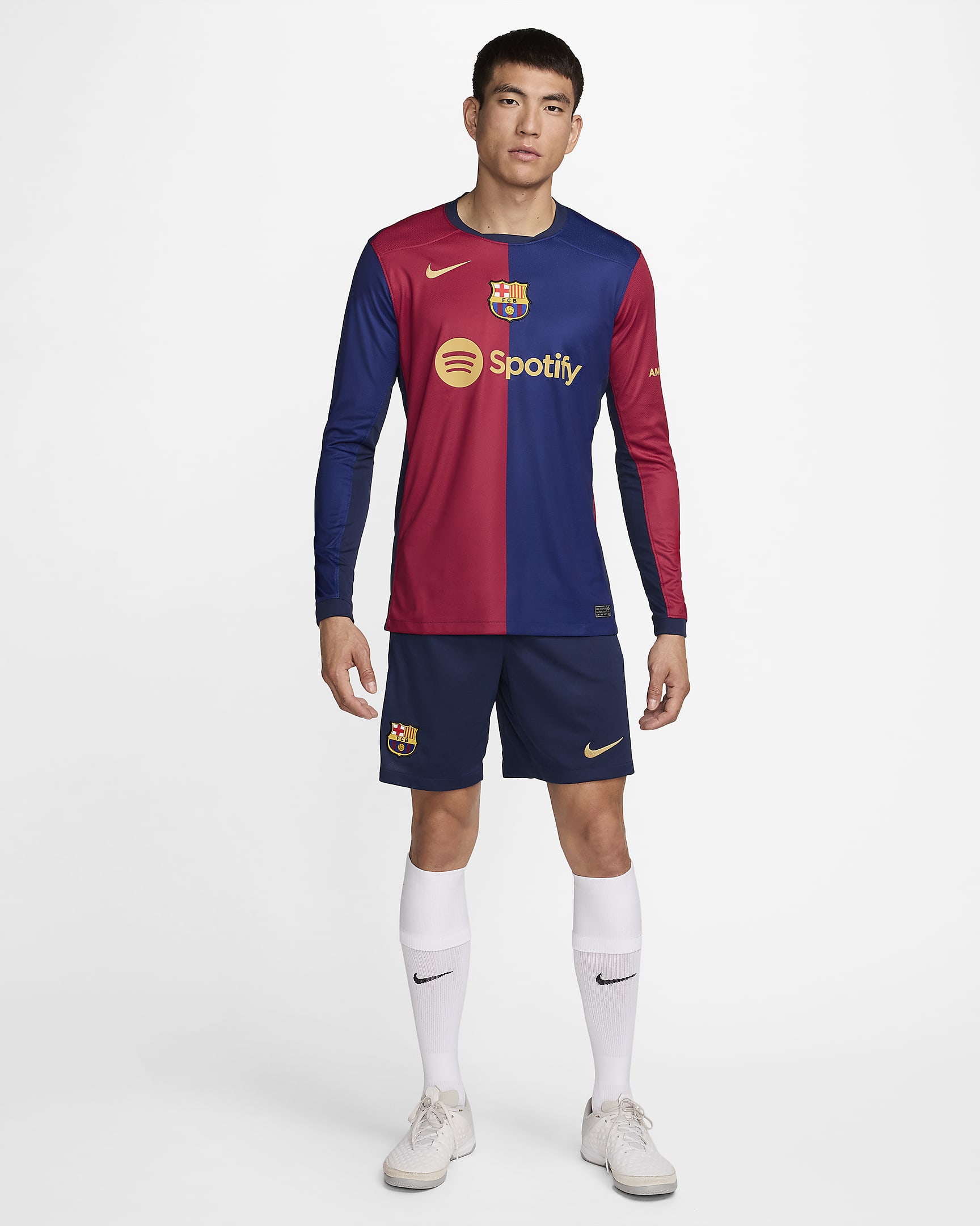 FC Barcelona 2024/25 Stadium Home Men's Nike Dri-FIT Soccer Replica Long-Sleeve Jersey - Deep Royal Blue/Noble Red/Midnight Navy/Club Gold