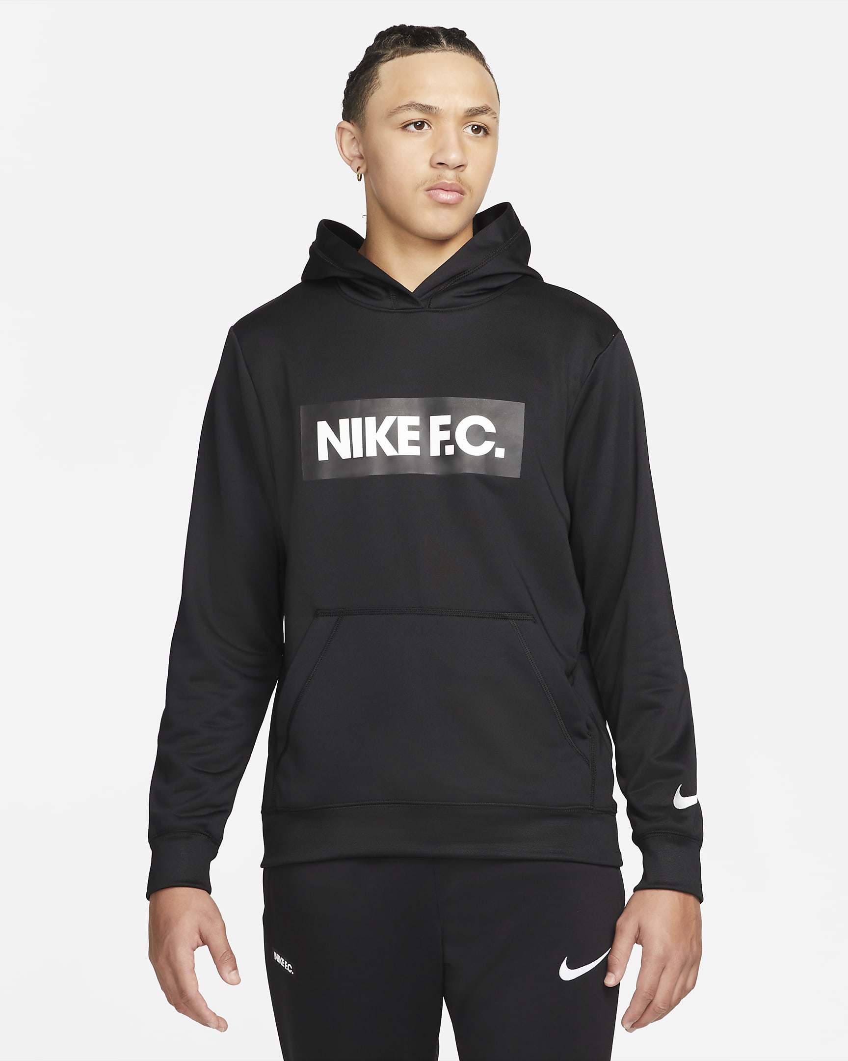 Sudadera con gorro de fútbol para hombre Nike F.C. - Negro/Blanco/Blanco
