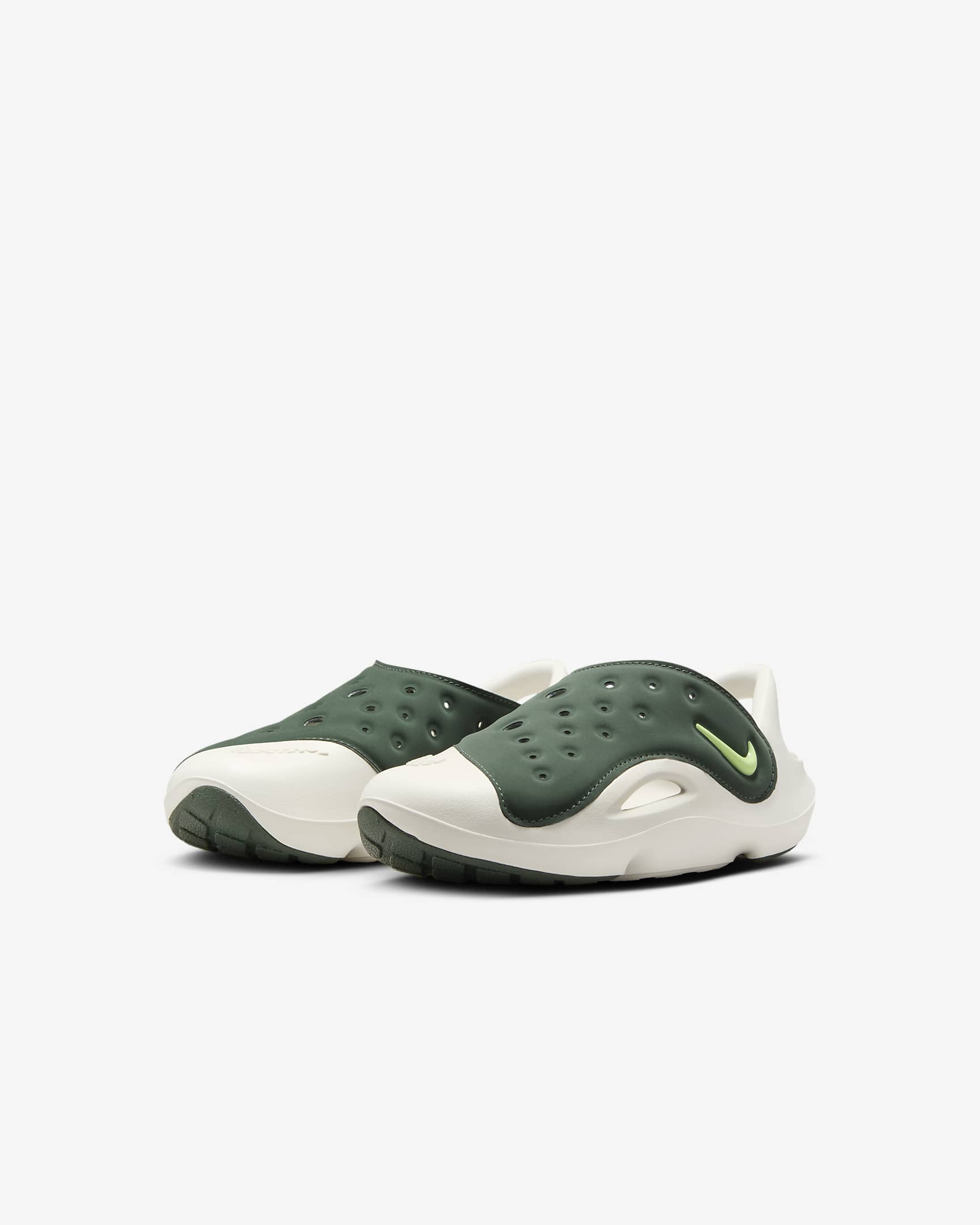 Nike Aqua Swoosh Younger Kids' Sandals - Vintage Green/Sail/Barely Volt