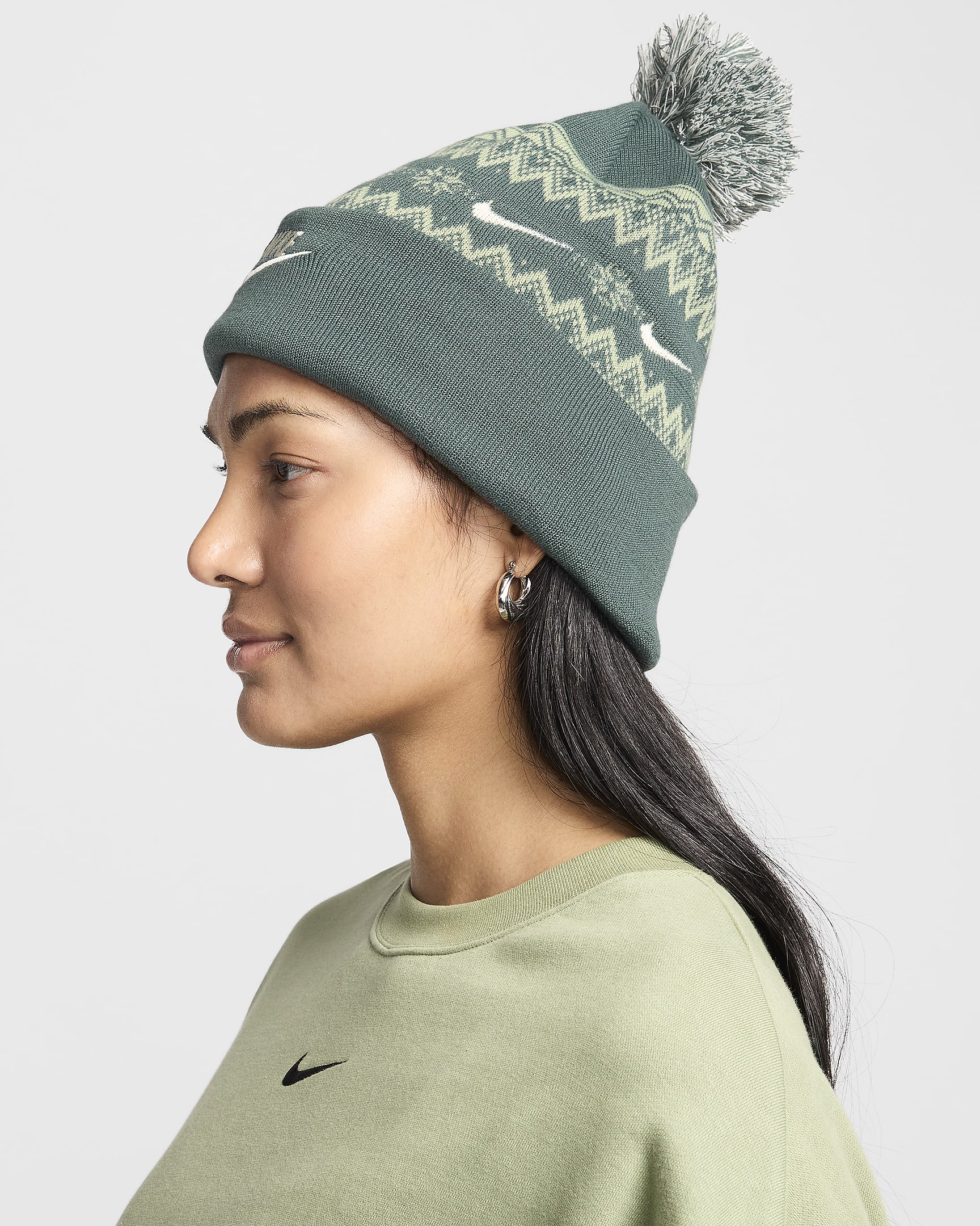 Nike Peak Beanie - Vintage Green/Coconut Milk/Oil Green/Coconut Milk