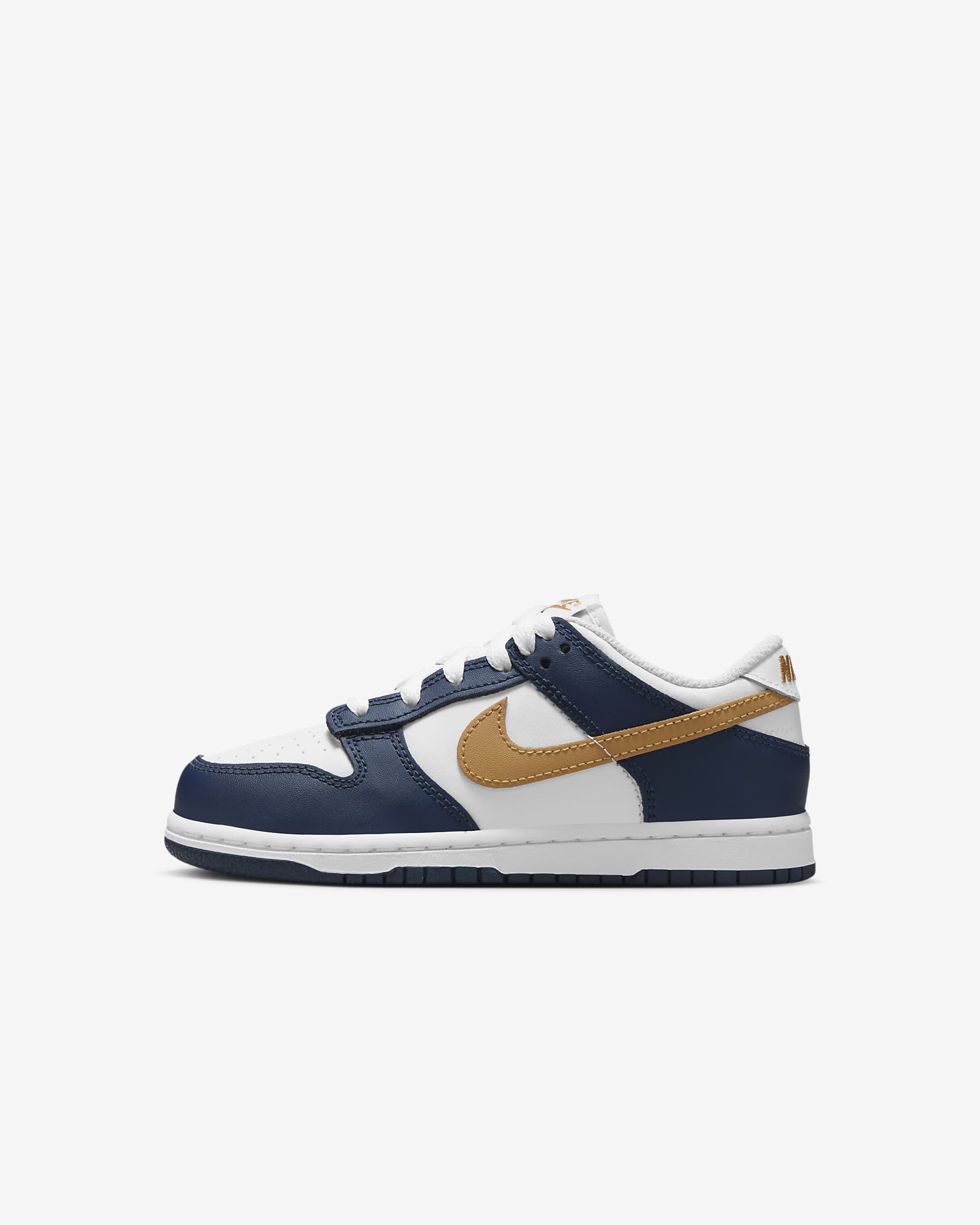 Nike Dunk Low Younger Kids' Shoes - White/Midnight Navy/Wheat