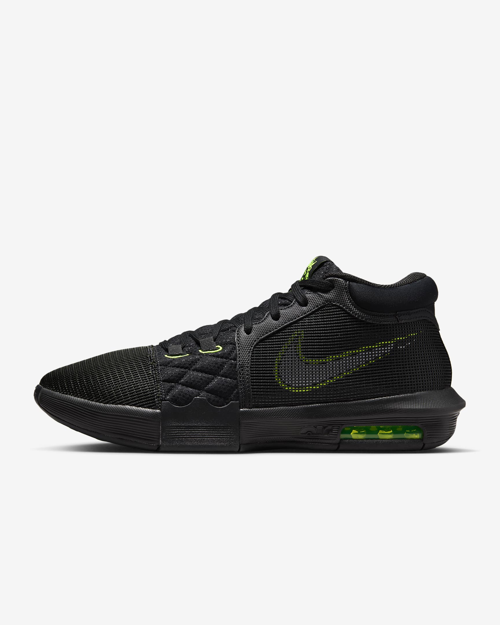 Calzado de básquetbol LeBron Witness 8 - Negro/Volt/Blanco