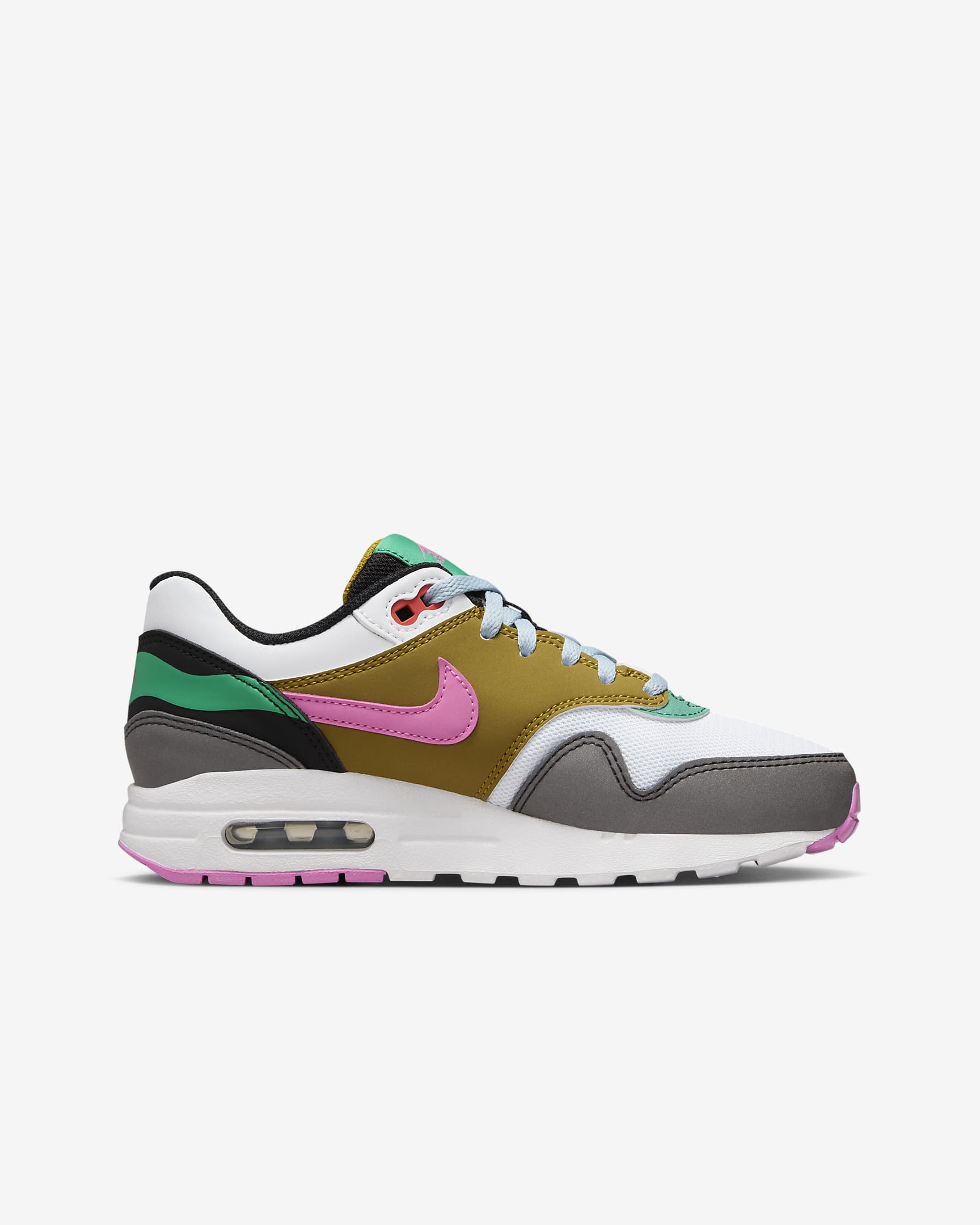 Nike Air Max 1 SE Big Kids' Shoes - Black/Playful Pink/Stadium Green/White