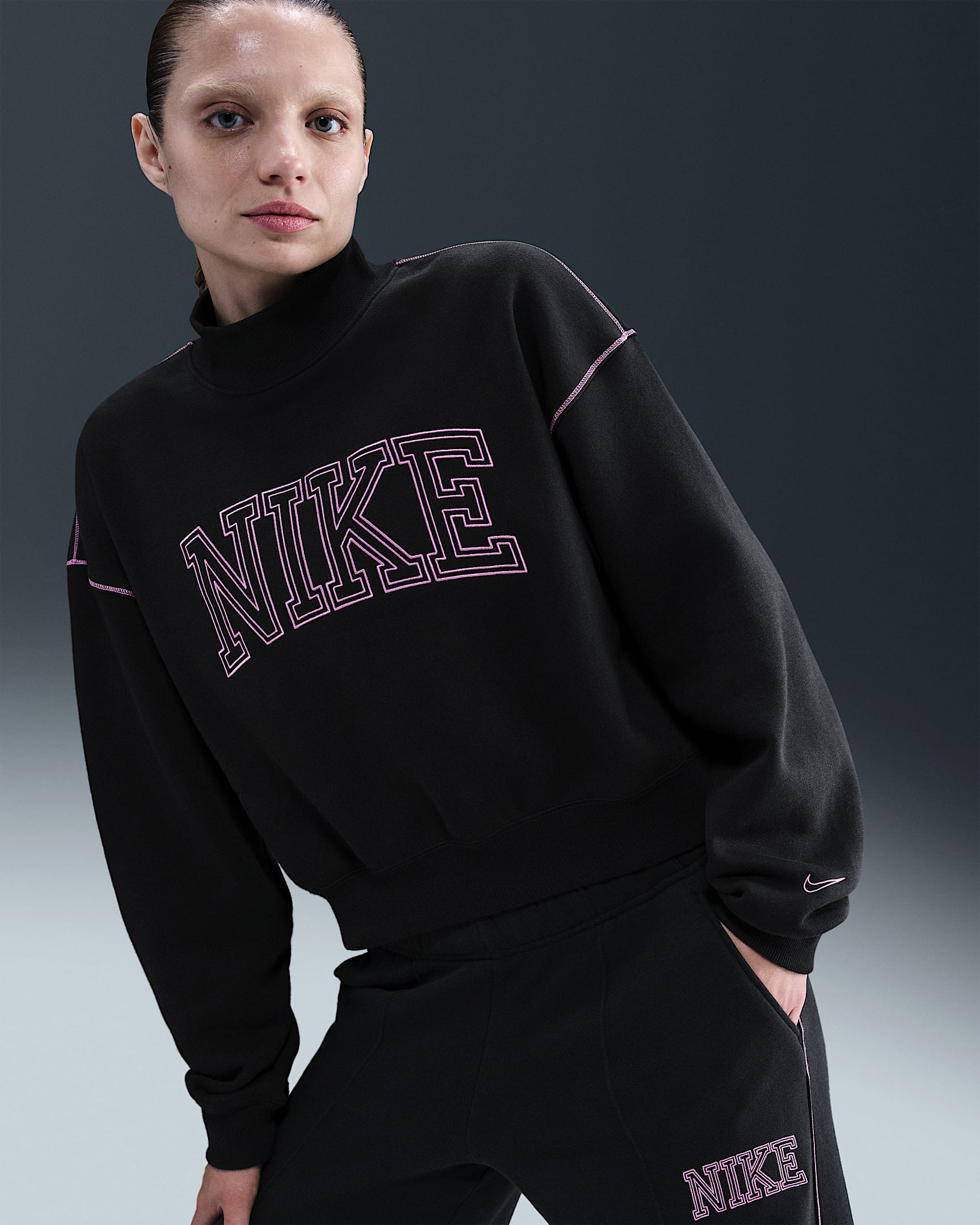 Nike Sportswear Phoenix Fleece Women's Mock-Neck Sweatshirt - Black