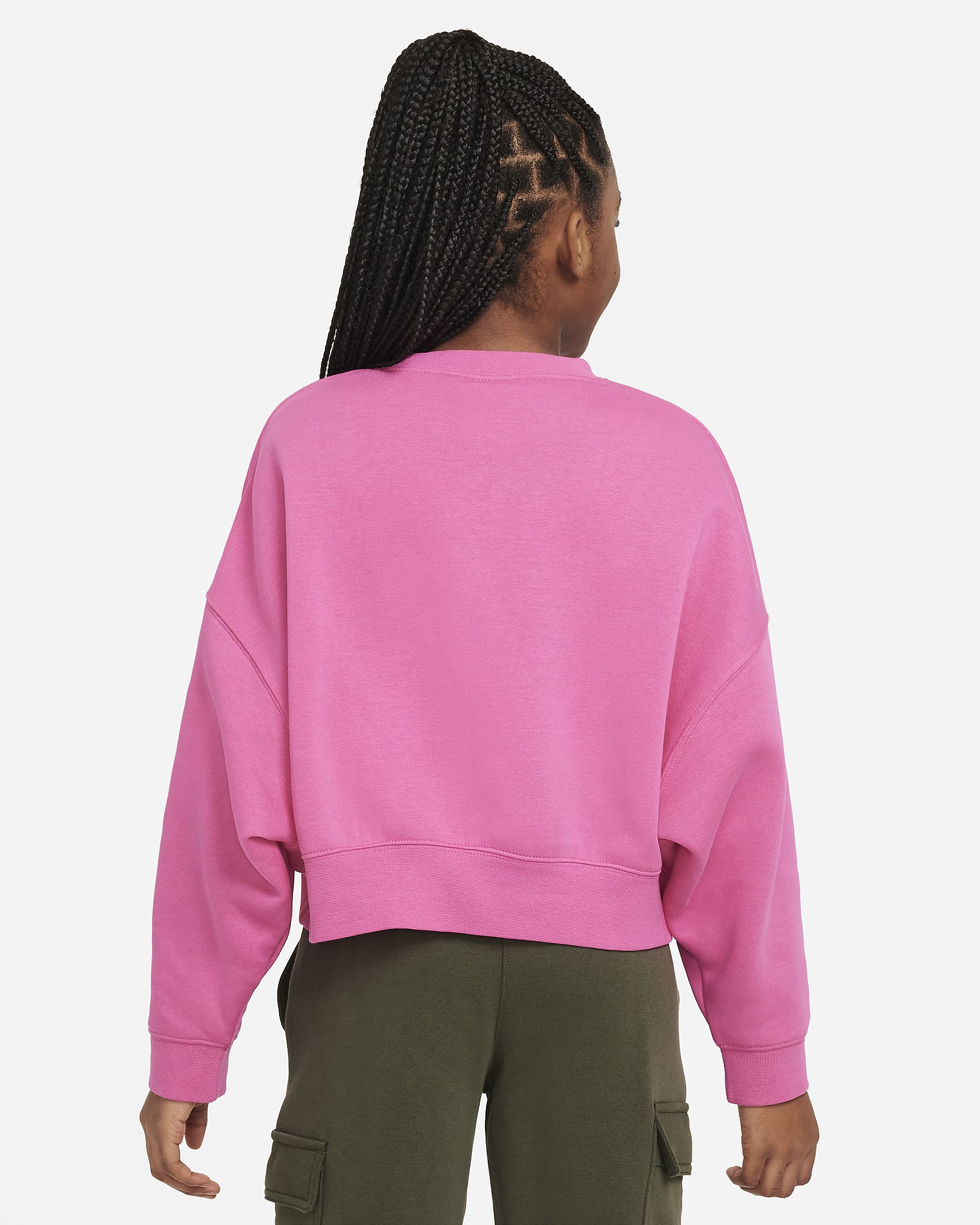 Bluza dresowa oversize z dzianiny z półokrągłym dekoltem dla dużych dzieci (dziewcząt) Nike Sportswear - Alchemy Pink