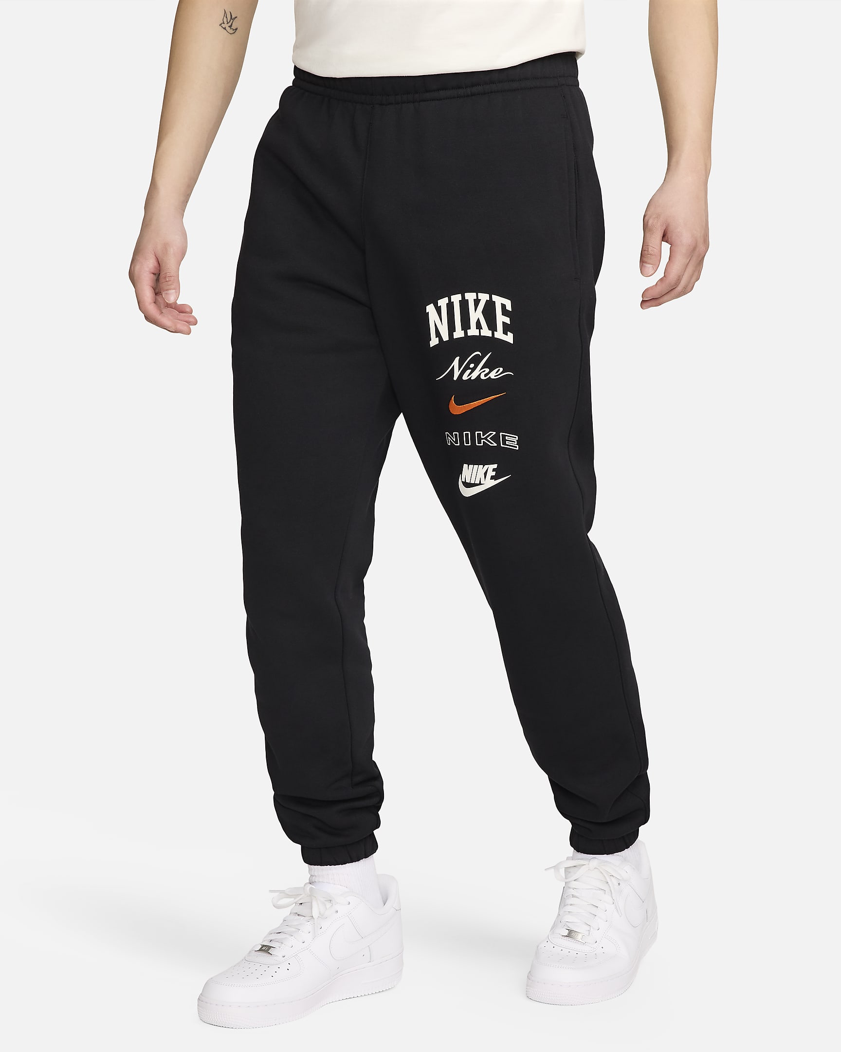 Nike Club Fleece Men's Pant - Black/Safety Orange