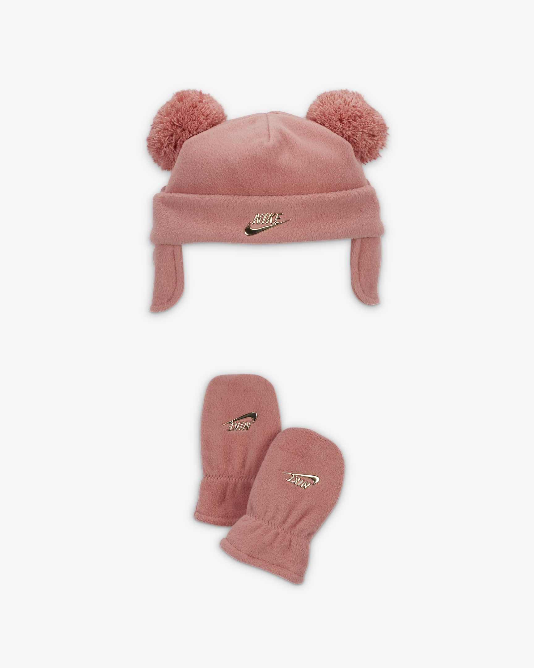 Nike Two-Pom-Pom Peak Baby Trapper Set Baby 2-Piece Hat Set - Red Stardust