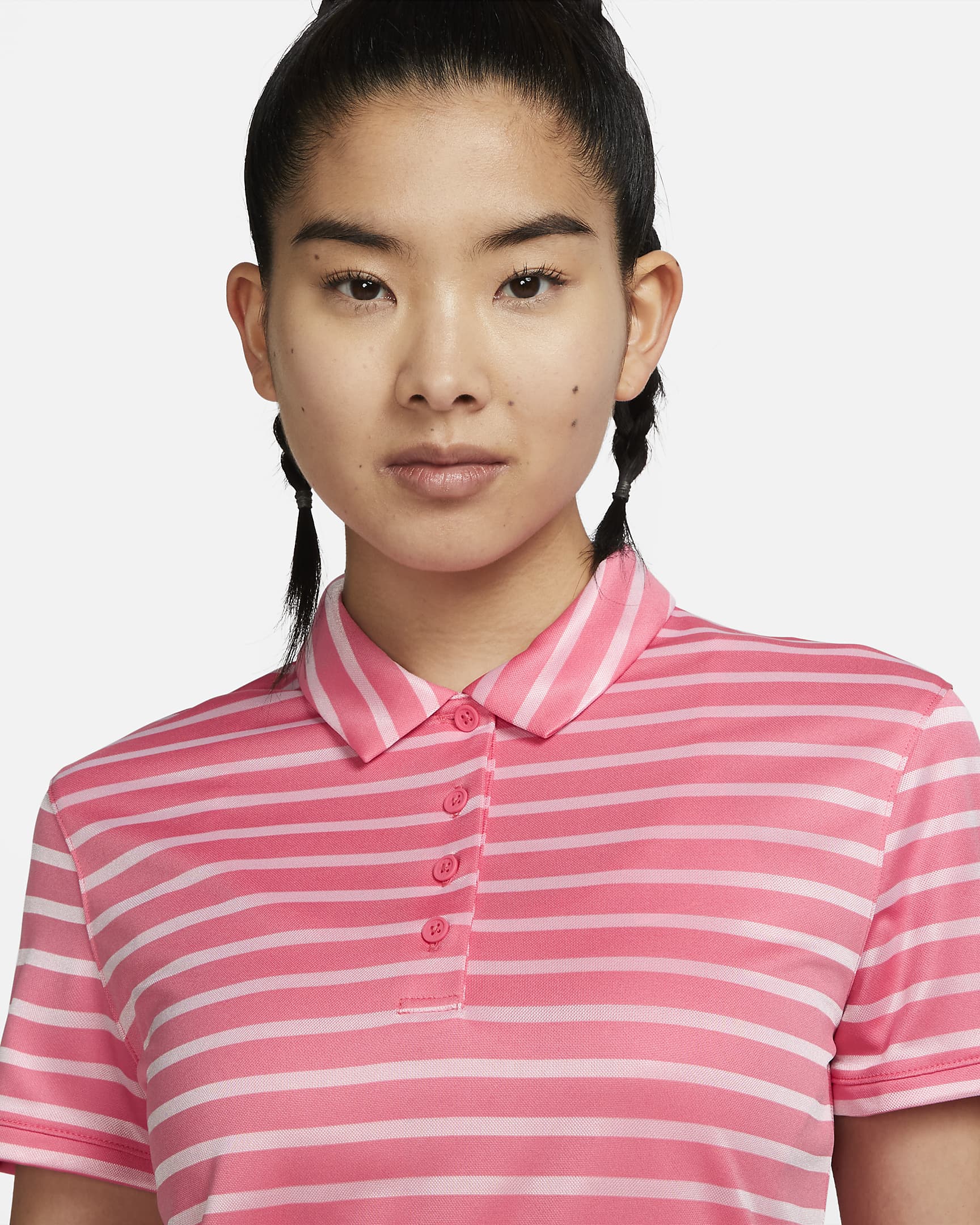 Nike Dri-FIT Victory Women's Striped Golf Polo - Sea Coral/White