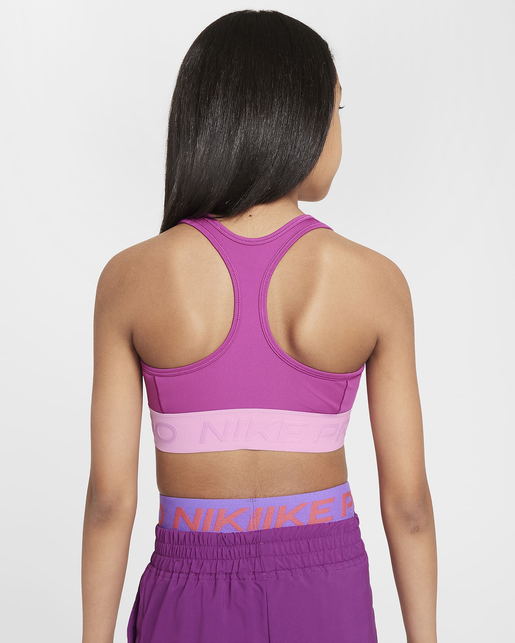 Nike Pro Swoosh Girls' Sports Bra - Hot Fuchsia/Beyond Pink/Beyond Pink