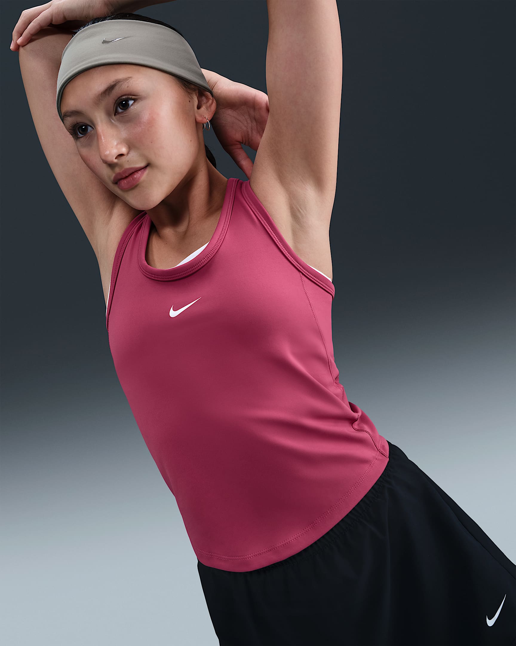 Débardeur Dri-FIT Nike One Fitted pour ado (fille) - Sweet Beet/Blanc