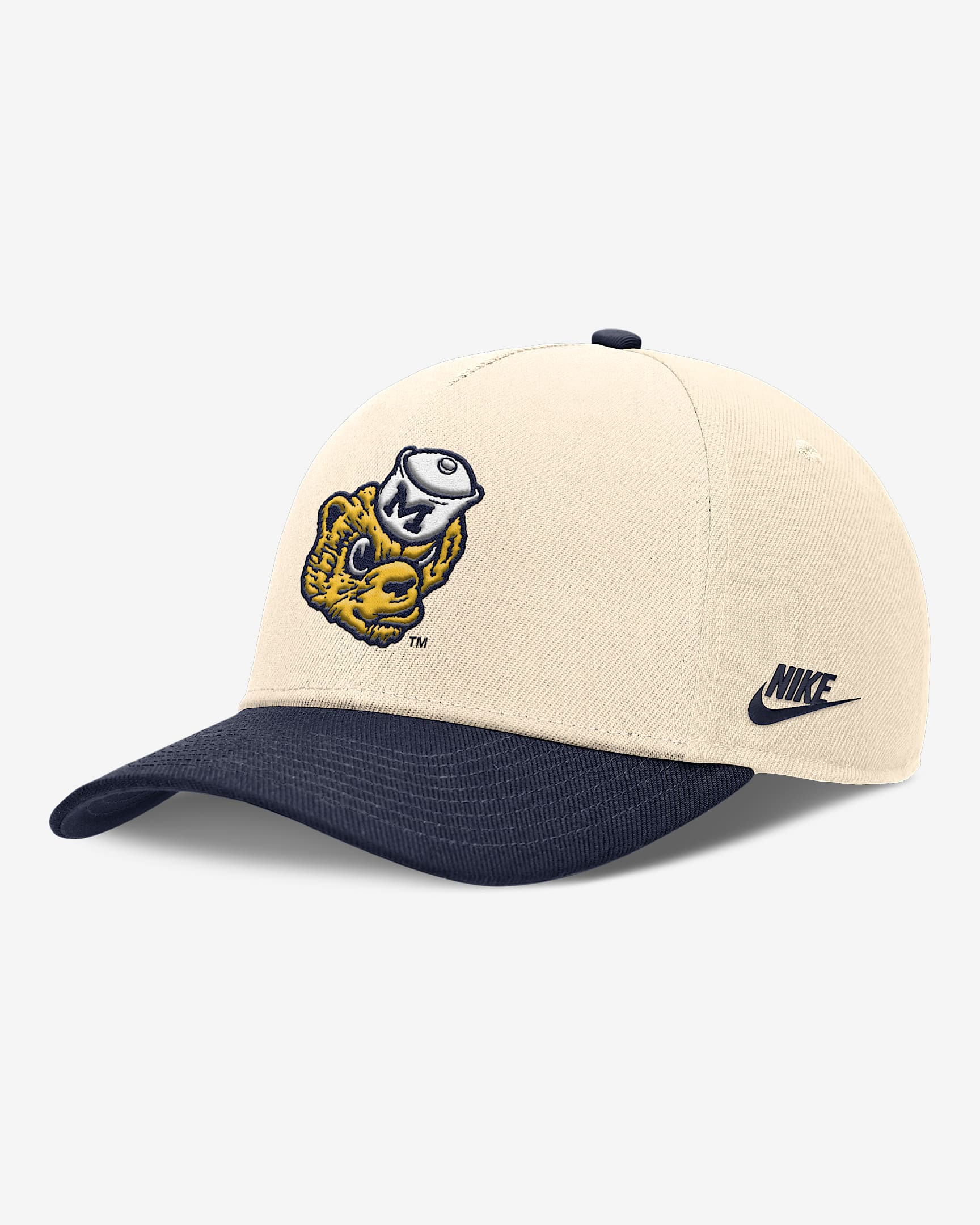 Michigan Primetime Rise Academic Men's Nike Dri-FIT College Adjustable Hat - Natural