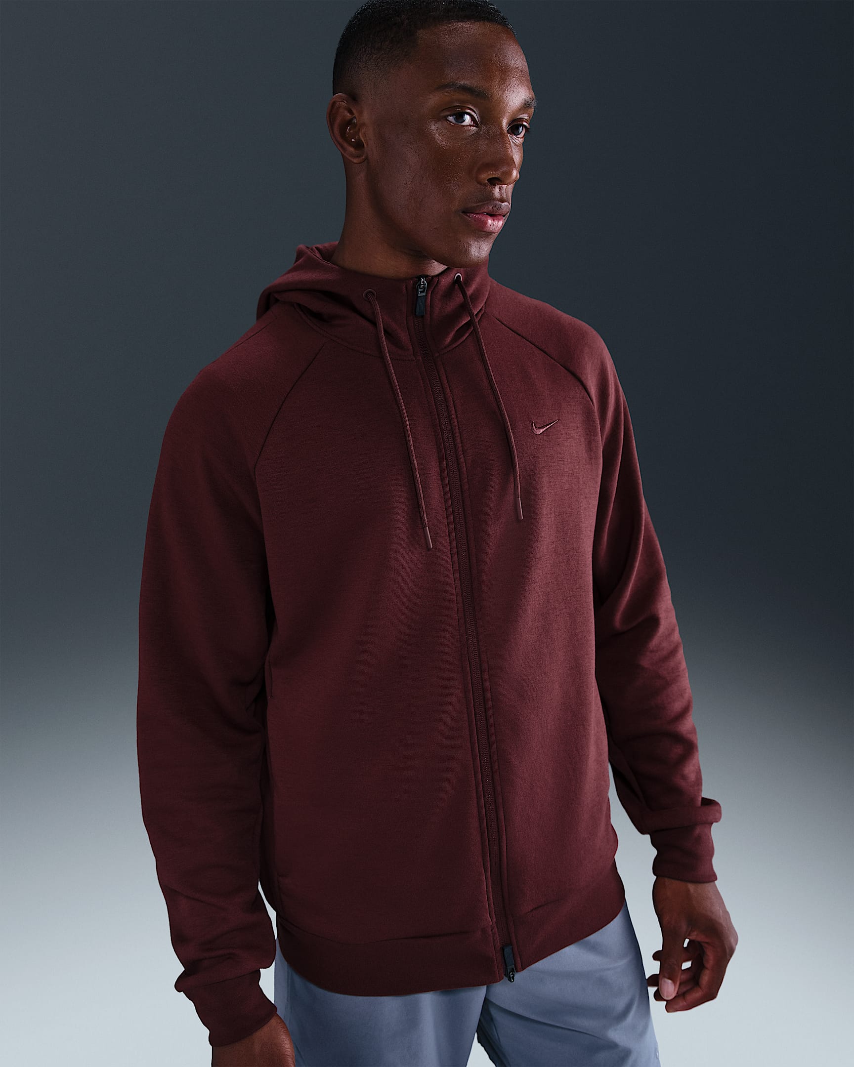 Nike Primary Fleece Men's Dri-FIT UV Full-Zip Performance Hoodie - Dark Team Red/Dark Team Red