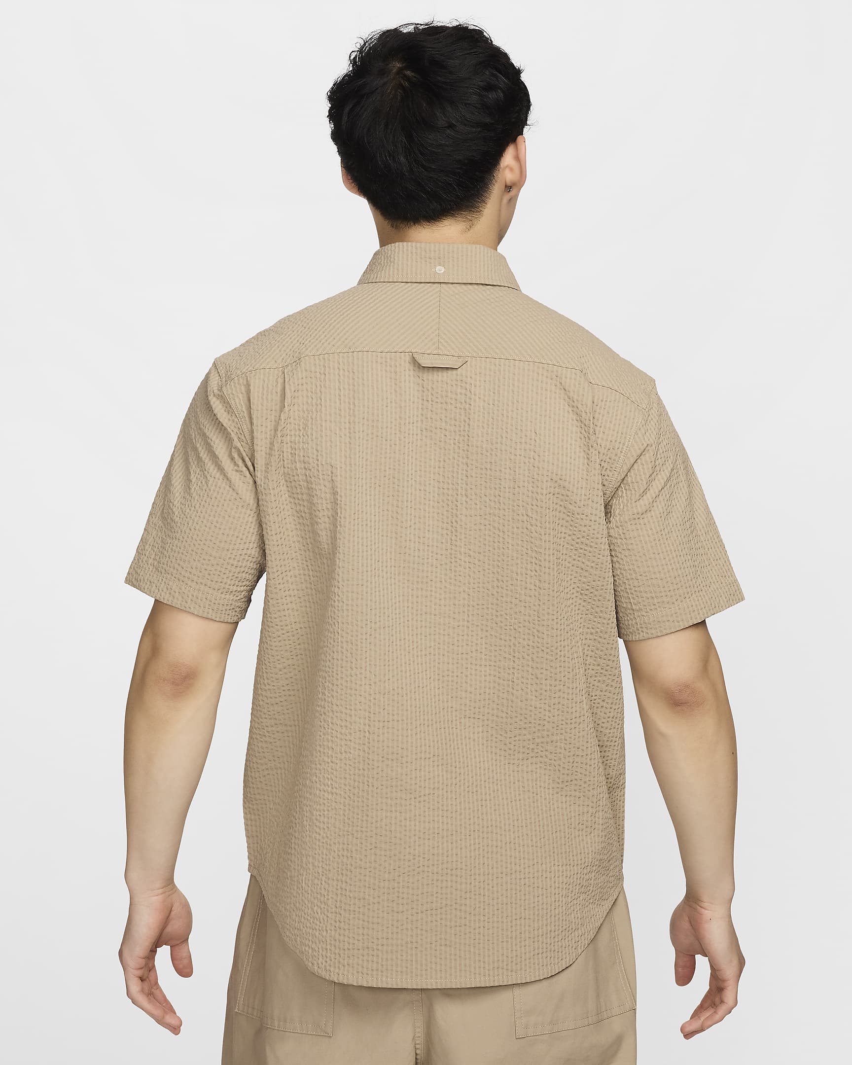 Nike Life Men's Short-Sleeve Seersucker Button-Down Shirt - Khaki/Khaki