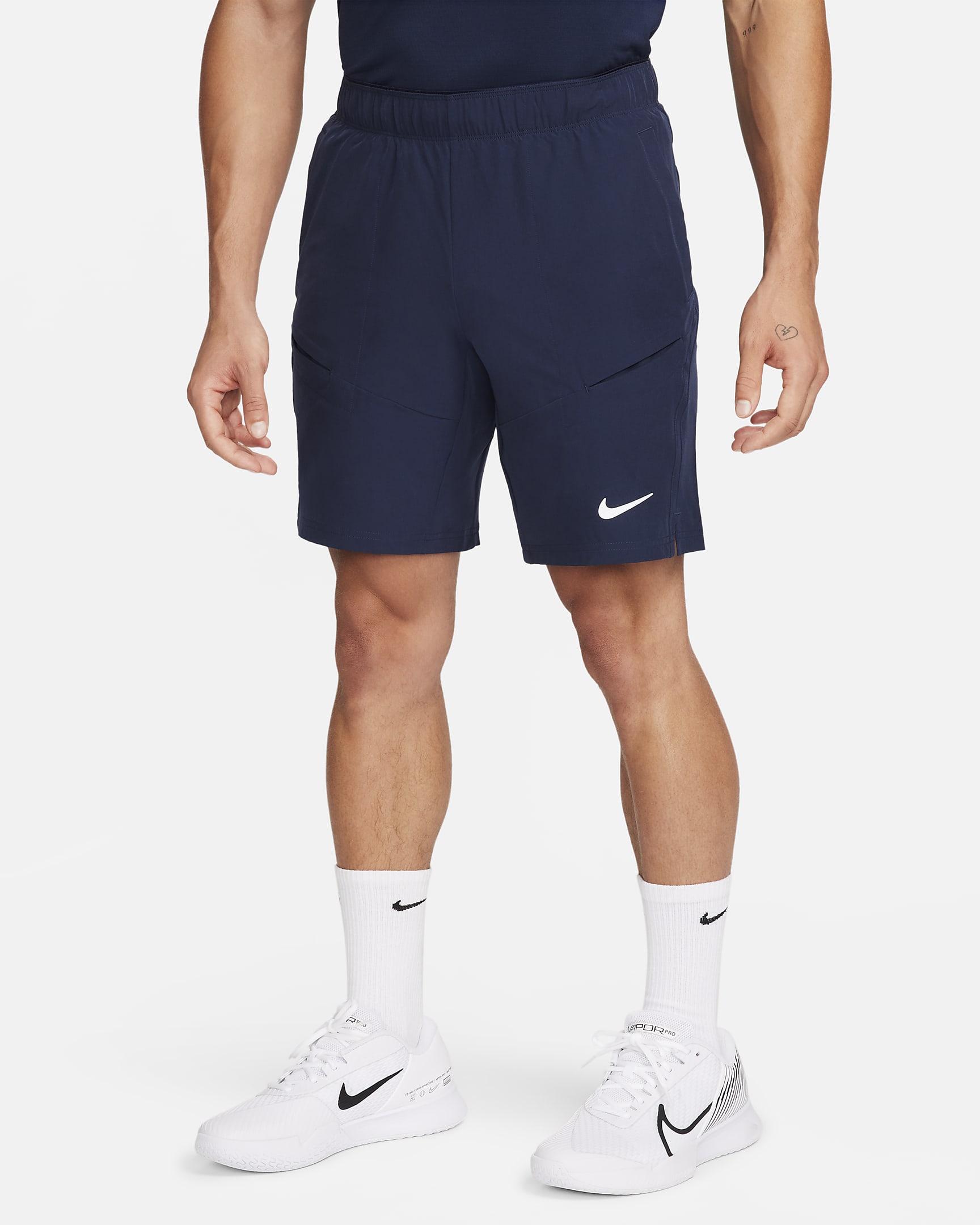 Shorts da tennis 23 cm NikeCourt Advantage – Uomo - Ossidiana/Ossidiana/Bianco