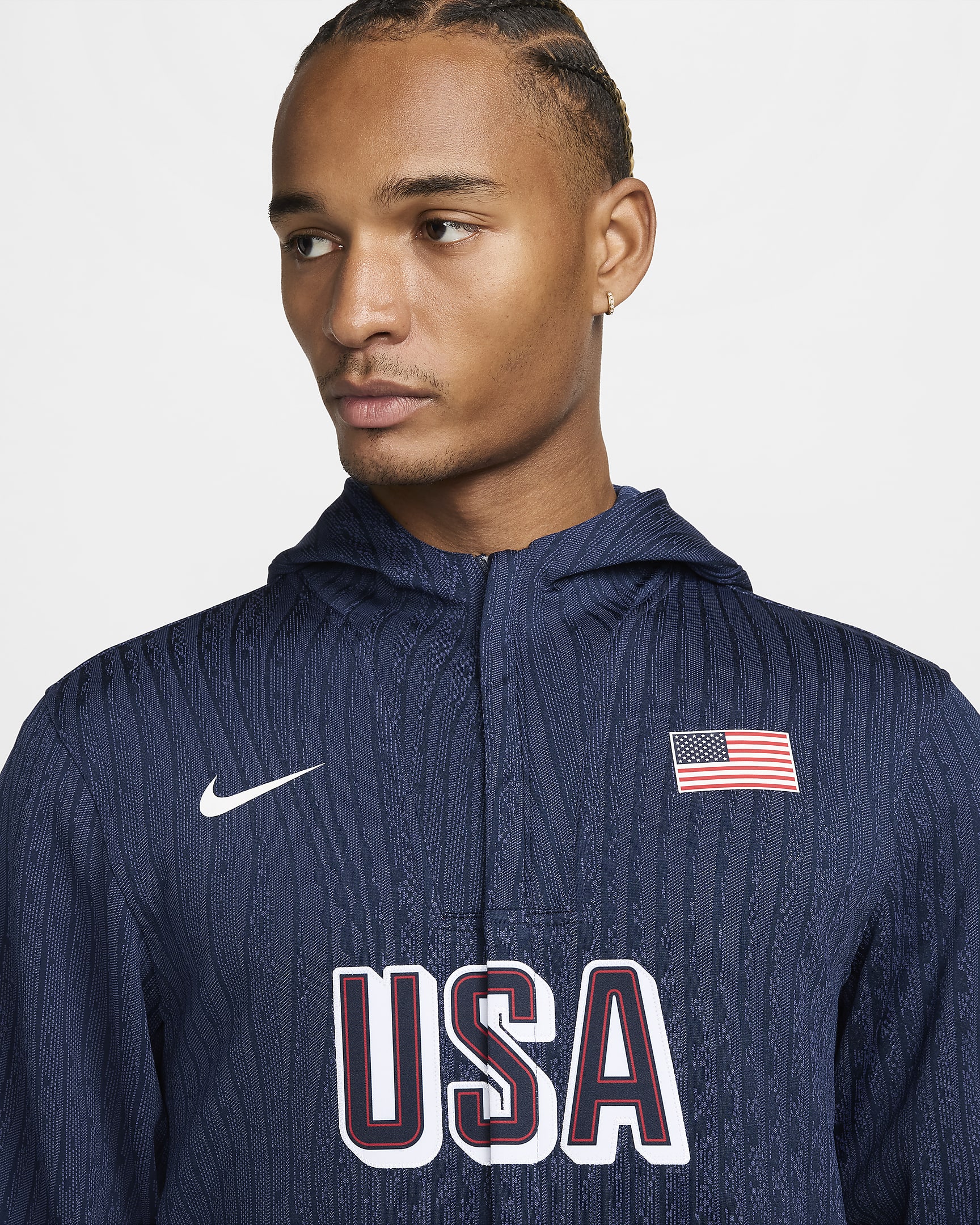 Pánská basketbalová zápasová bunda Nike Dri-FIT ADV USA - Obsidian/Obsidian/Bílá