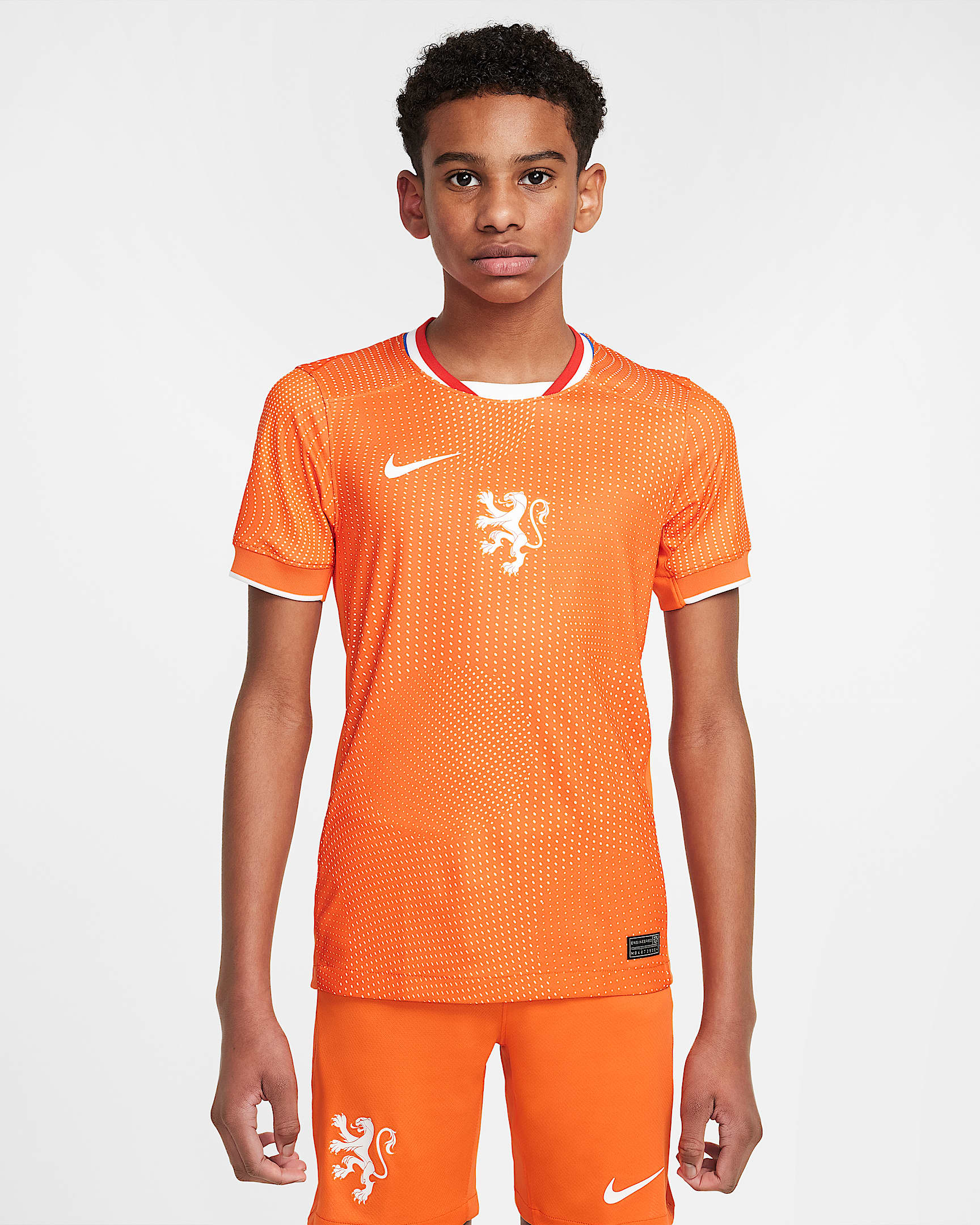 Netherlands 2025 Stadium Home (Women's Team) Big Kids' Nike Dri-FIT Soccer Replica Jersey - Safety Orange/White