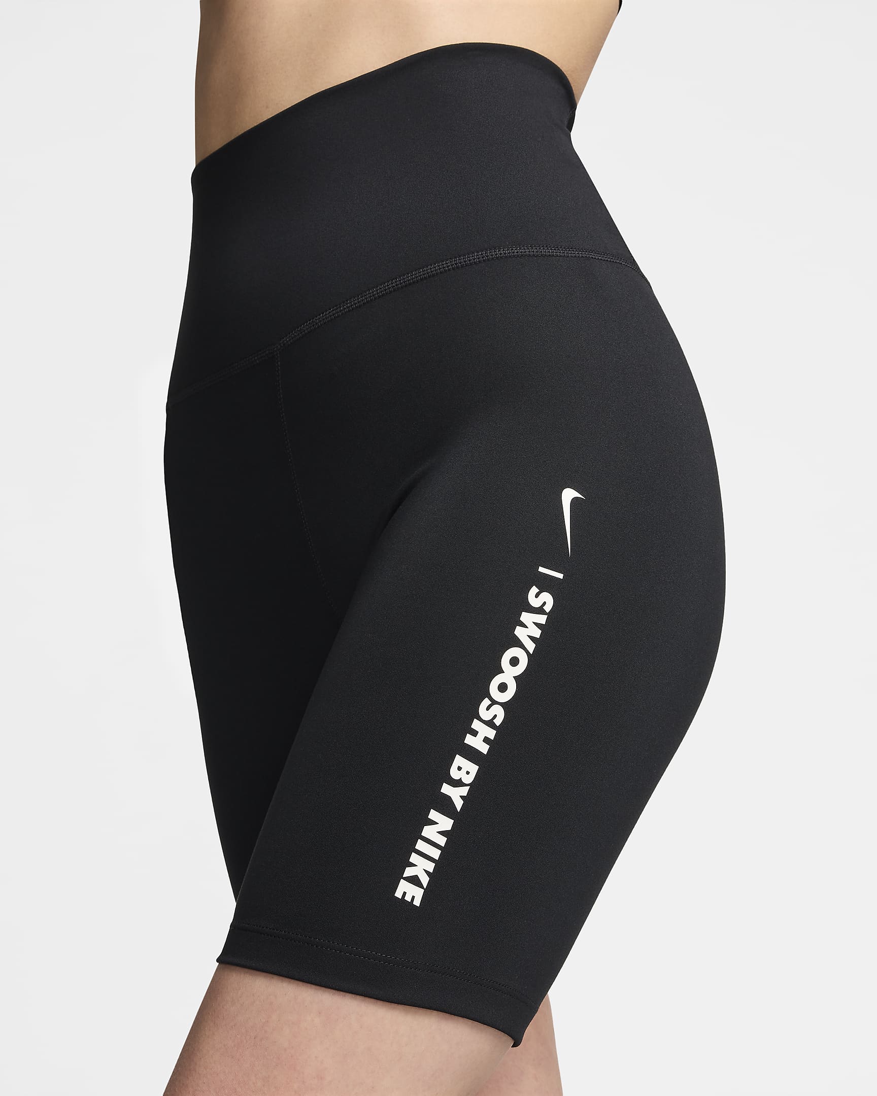 Cykelshorts Nike One med hög midja 18 cm för kvinnor - Svart/Sail