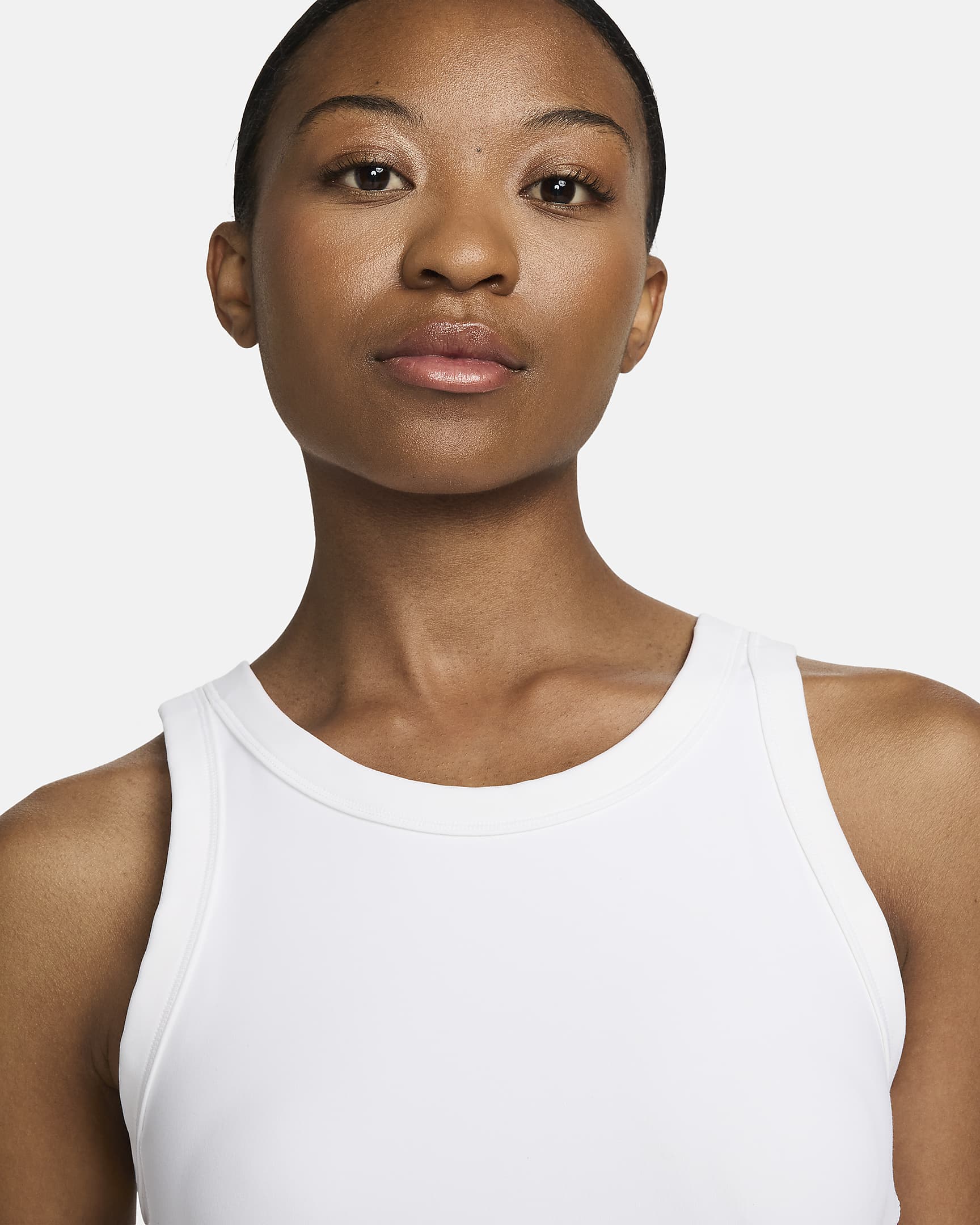 Nike One Fitted Women's Dri-FIT Strappy Cropped Tank Top - White/Black