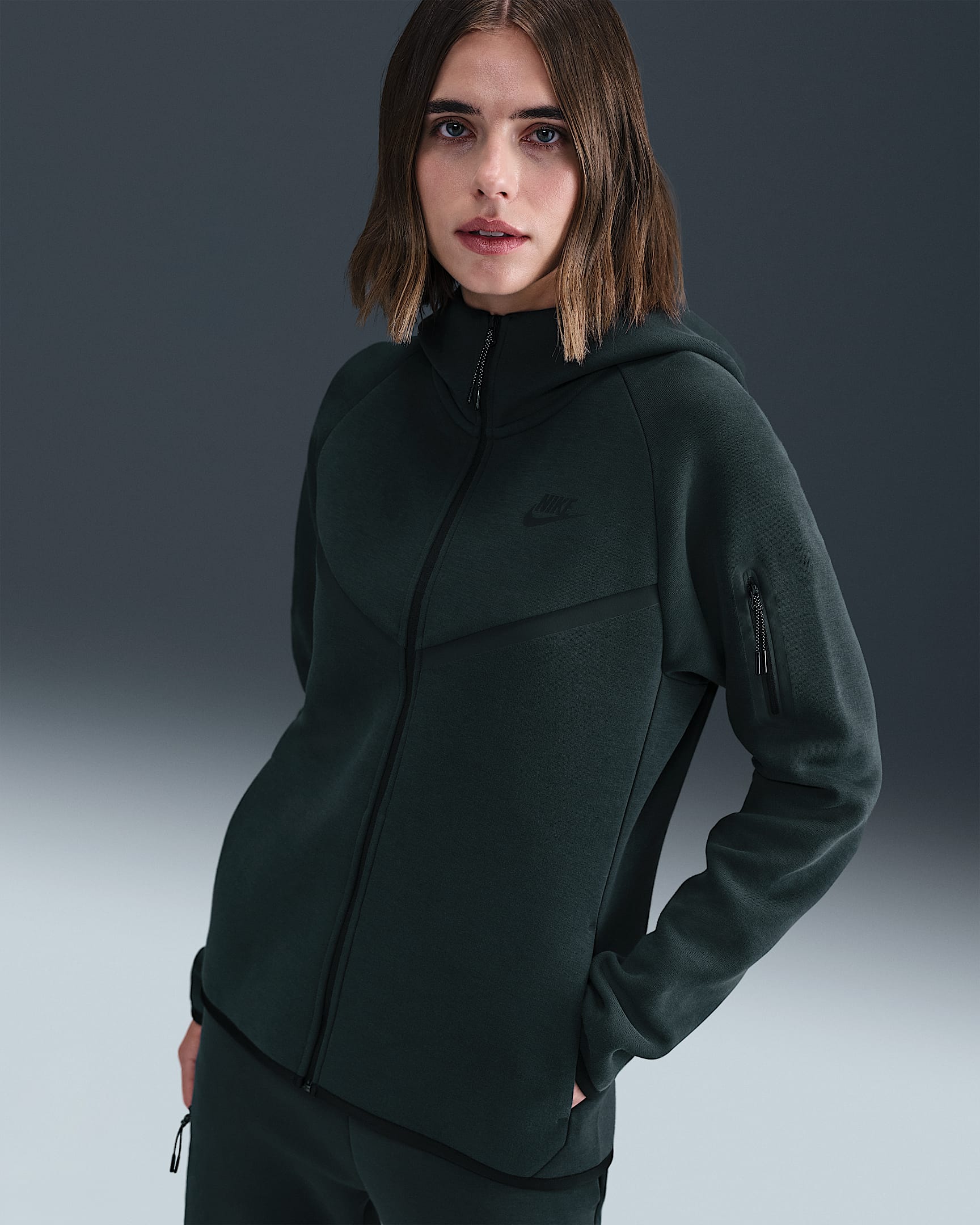 Nike Sportswear Tech Fleece Windrunner Dessuadora amb caputxa i cremallera completa - Dona - Seaweed/Negre