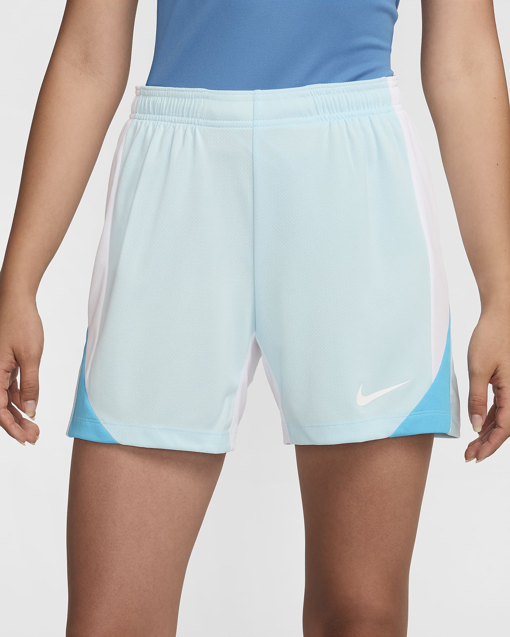 Short de foot Dri-FIT Nike Strike pour femme - Glacier Blue/Baltic Blue/Blanc/Blanc