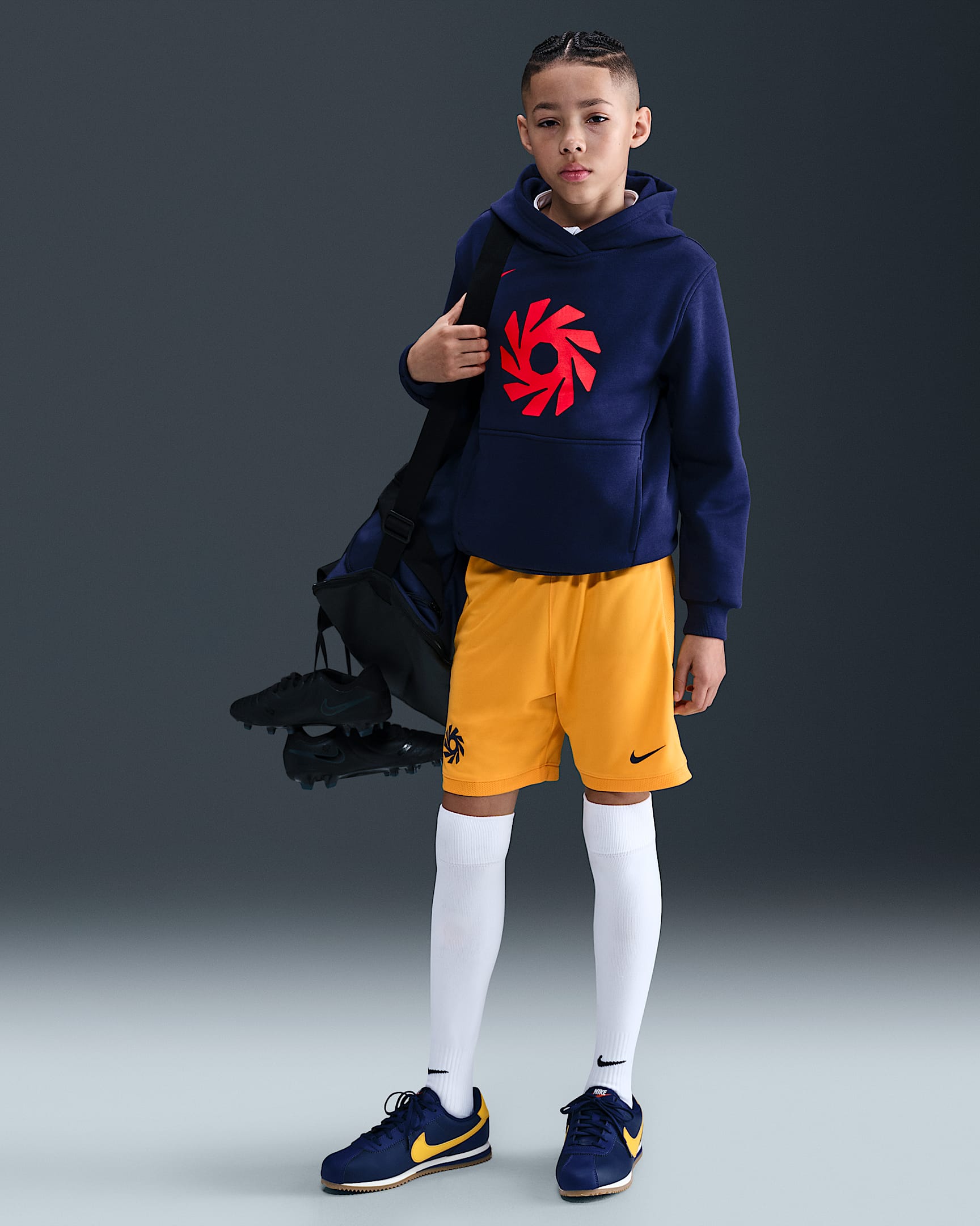 アーリン ハーランド アカデミー ジュニア Dri-FIT サッカーショートパンツ - ユニバーシティゴールド/ユニバーシティゴールド/ブラッケンドブルー/ブラッケンドブルー
