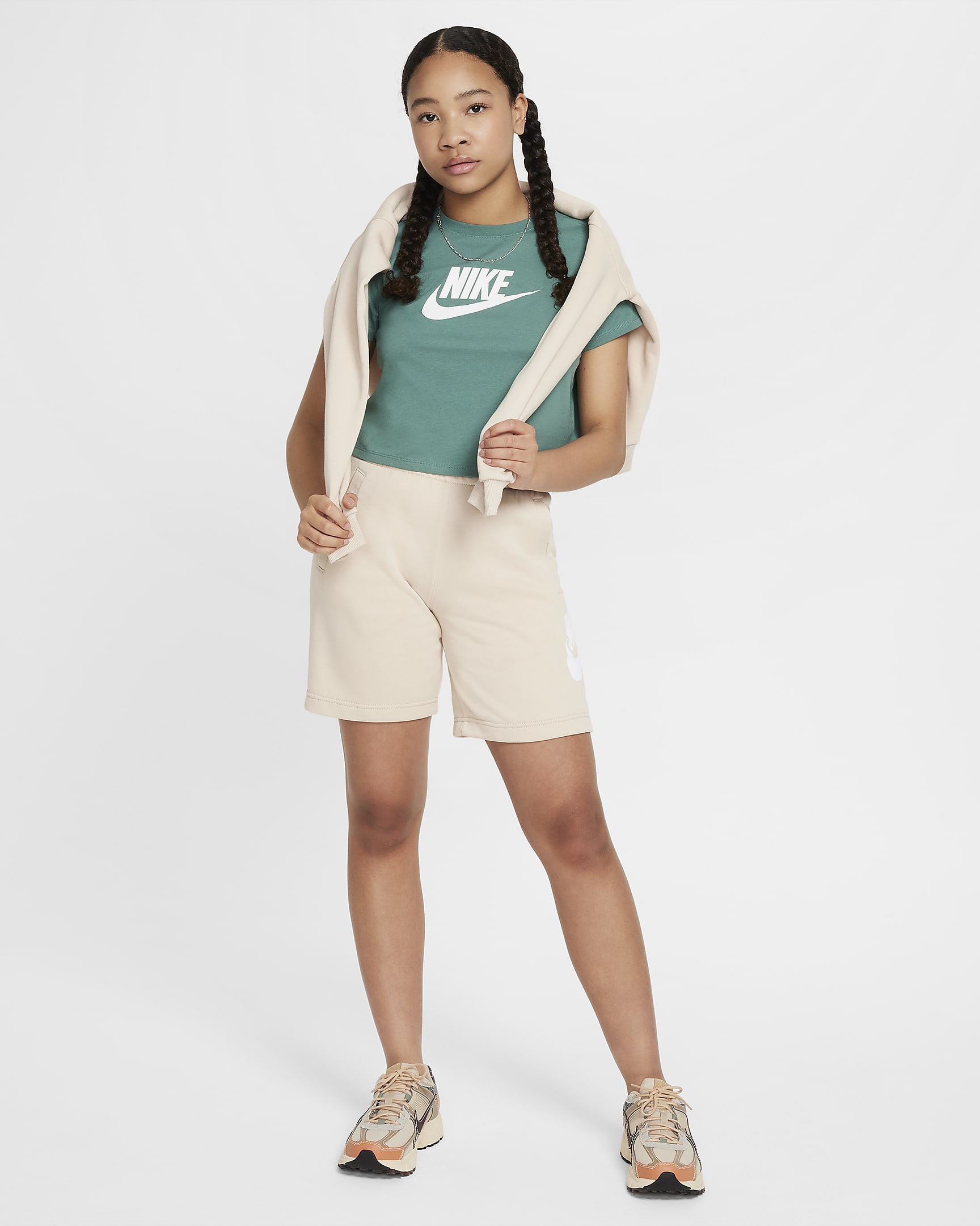 Nike Sportswear Older Kids' (Girls') Cropped T-Shirt - Bicoastal/White