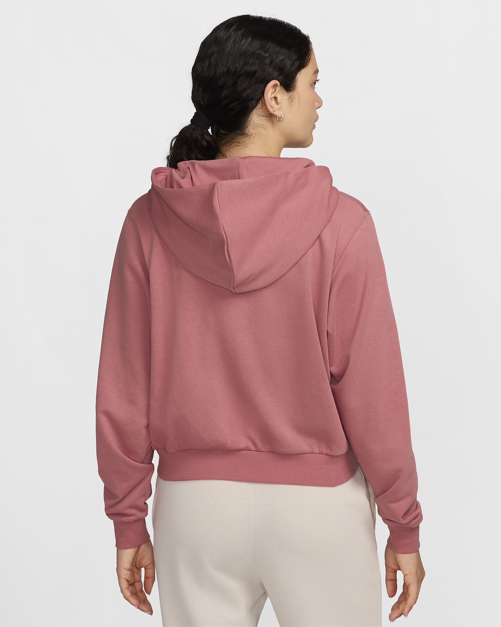 Sudadera con gorro de French Terry holgada con cierre completo para mujer Nike Sportswear Chill Terry - Rosa cañón/Vela