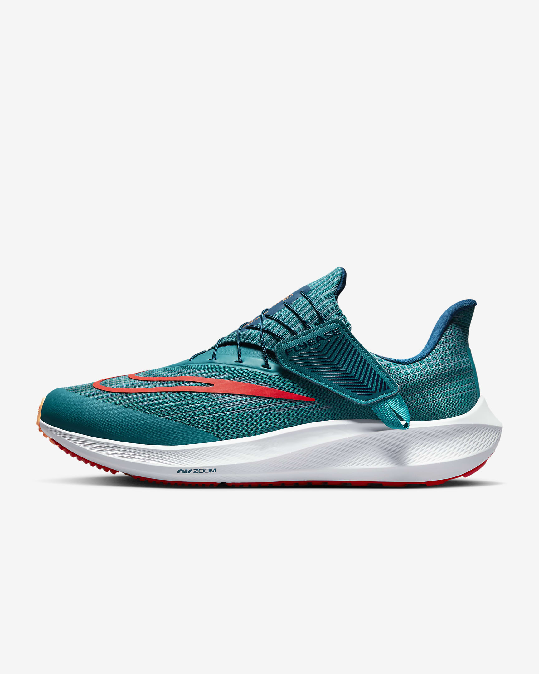 Nike Pegasus FlyEase Men's Easy On/Off Road Running Shoes - Bright Spruce/Valerian Blue/Peach Cream/Light Crimson