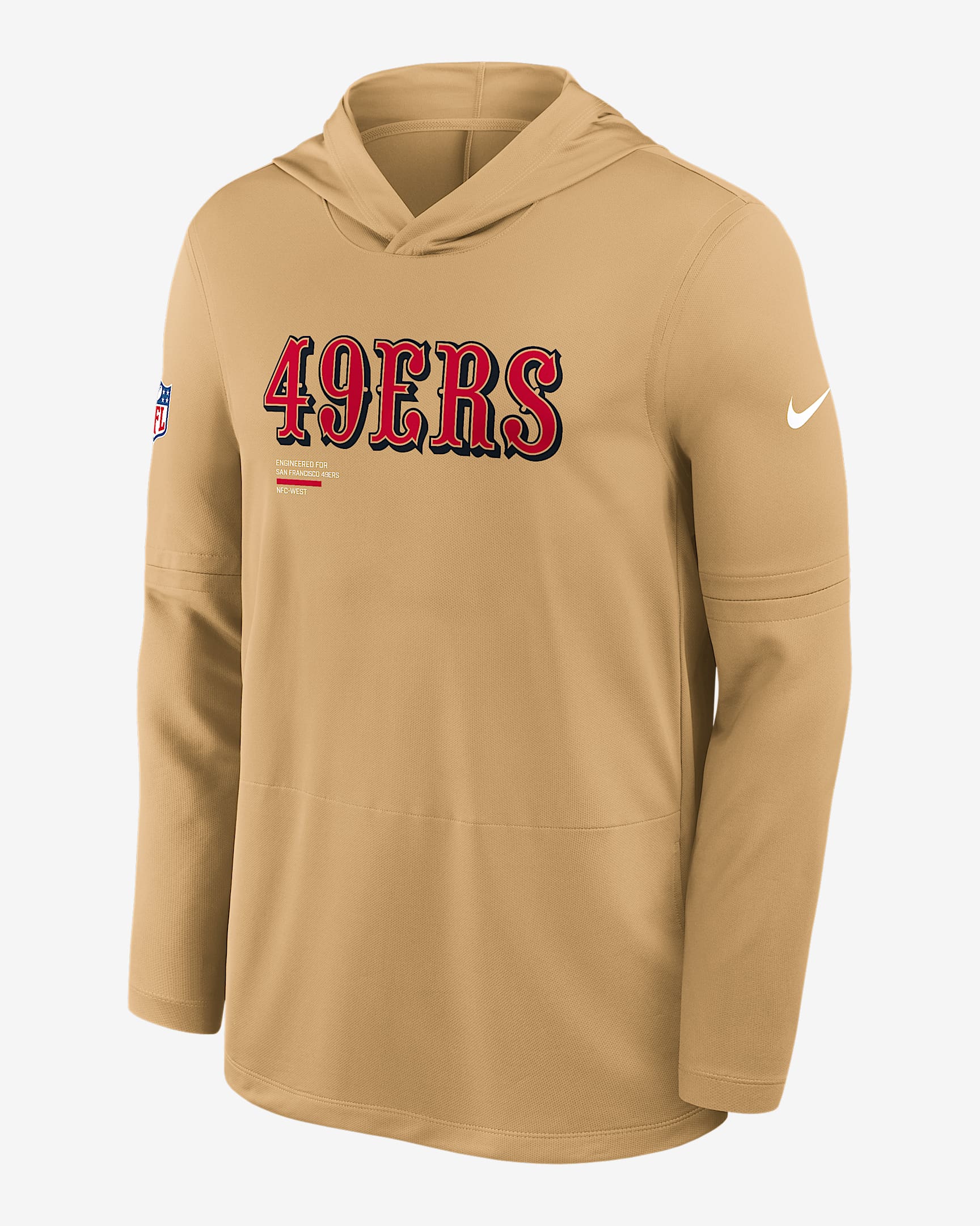 San Francisco 49ers Pure Fury Sideline Men's Nike Dri-FIT NFL Long-Sleeve Hooded Top - Gold