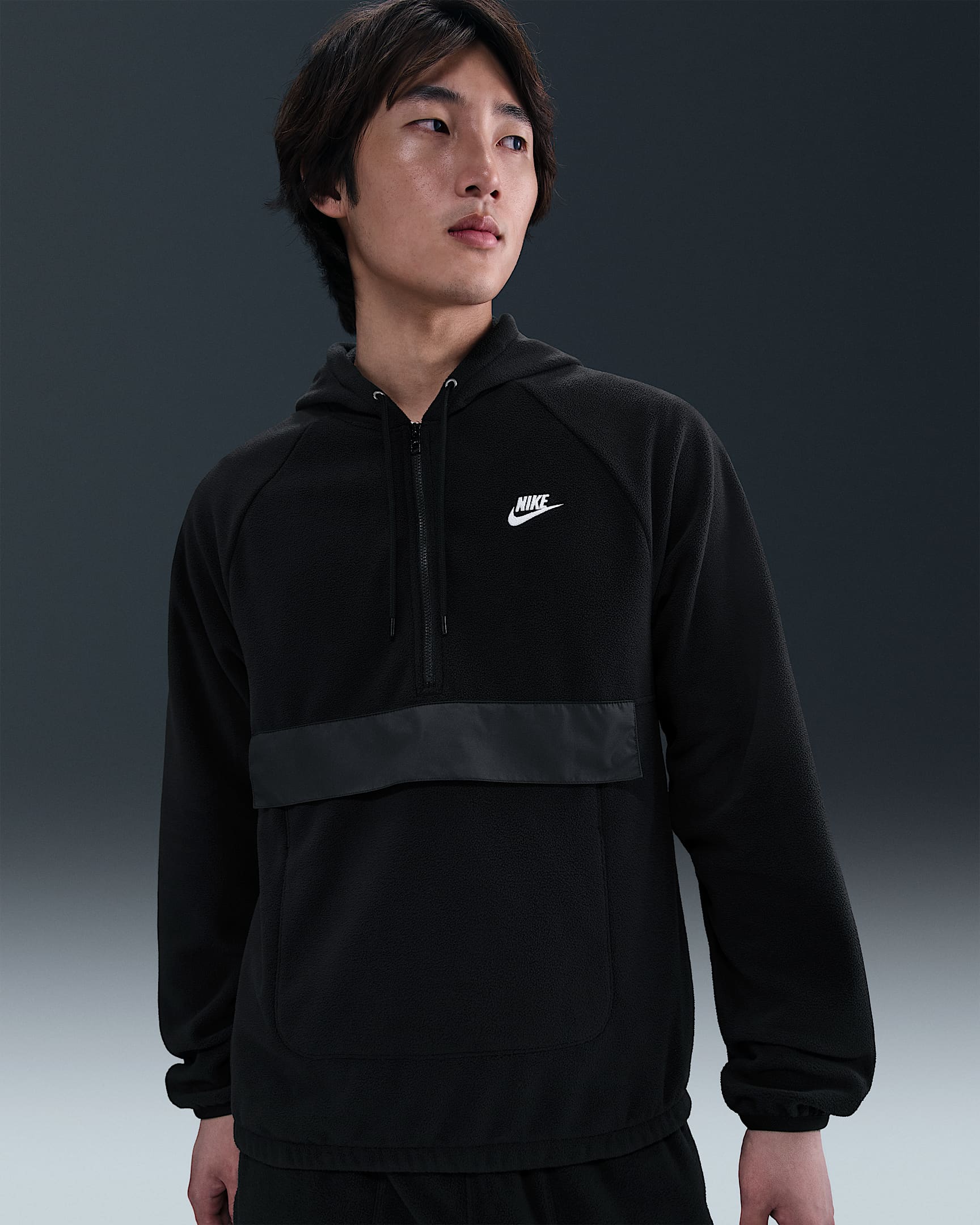 나이키 스포츠웨어 클럽 남성 윈터라이즈드 탑 - 블랙/화이트