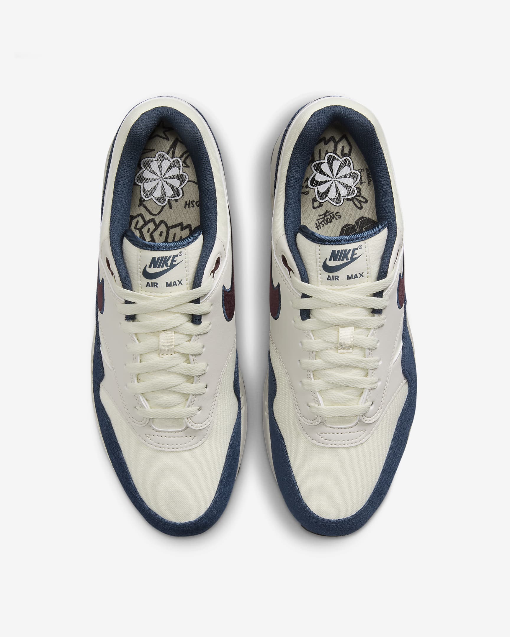 รองเท้าผู้ชาย Nike Air Max 1 - Coconut Milk/Armory Navy/Light Orewood Brown/Burgundy Crush