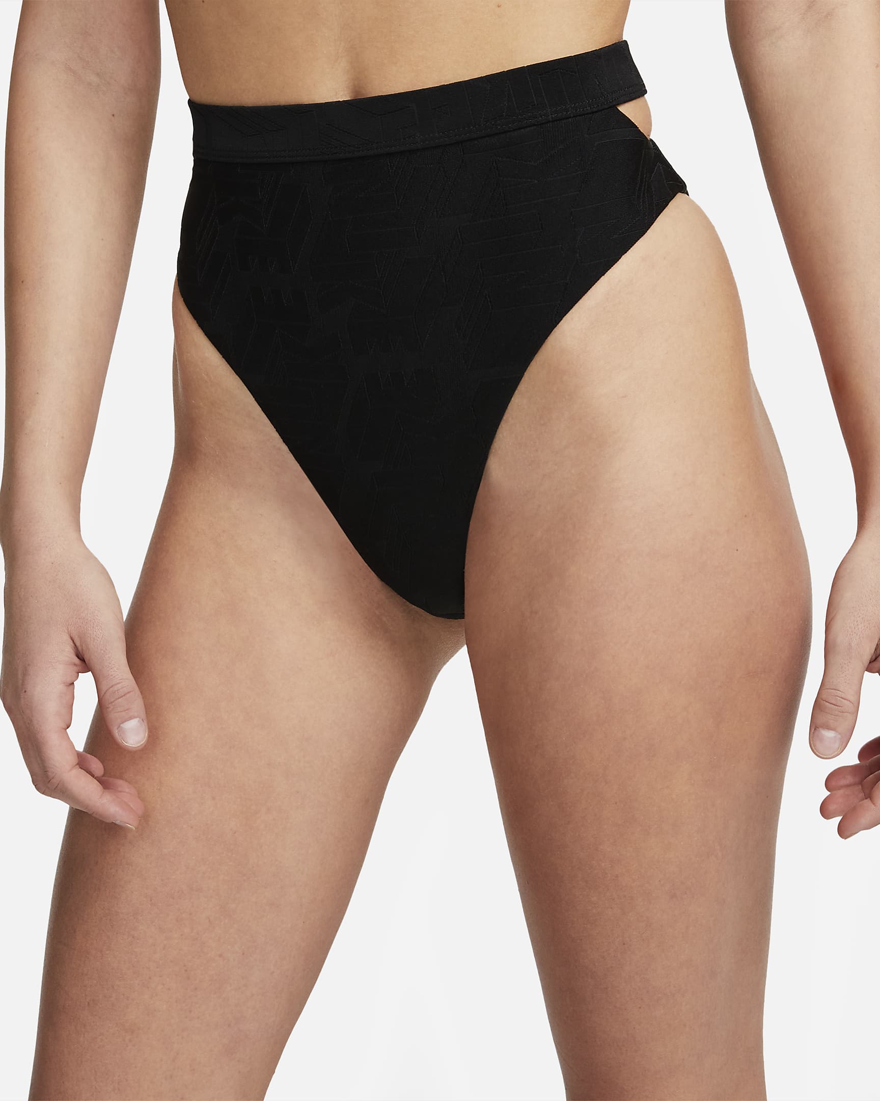 Nike Swim Women's Cut-Out High-Waisted Bikini Bottoms - Black/White