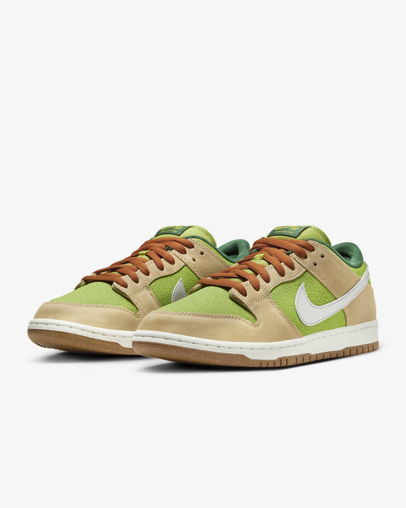 Nike SB Dunk Low Pro Skate Shoes - Sesame/Pear/Fir/Metallic Silver