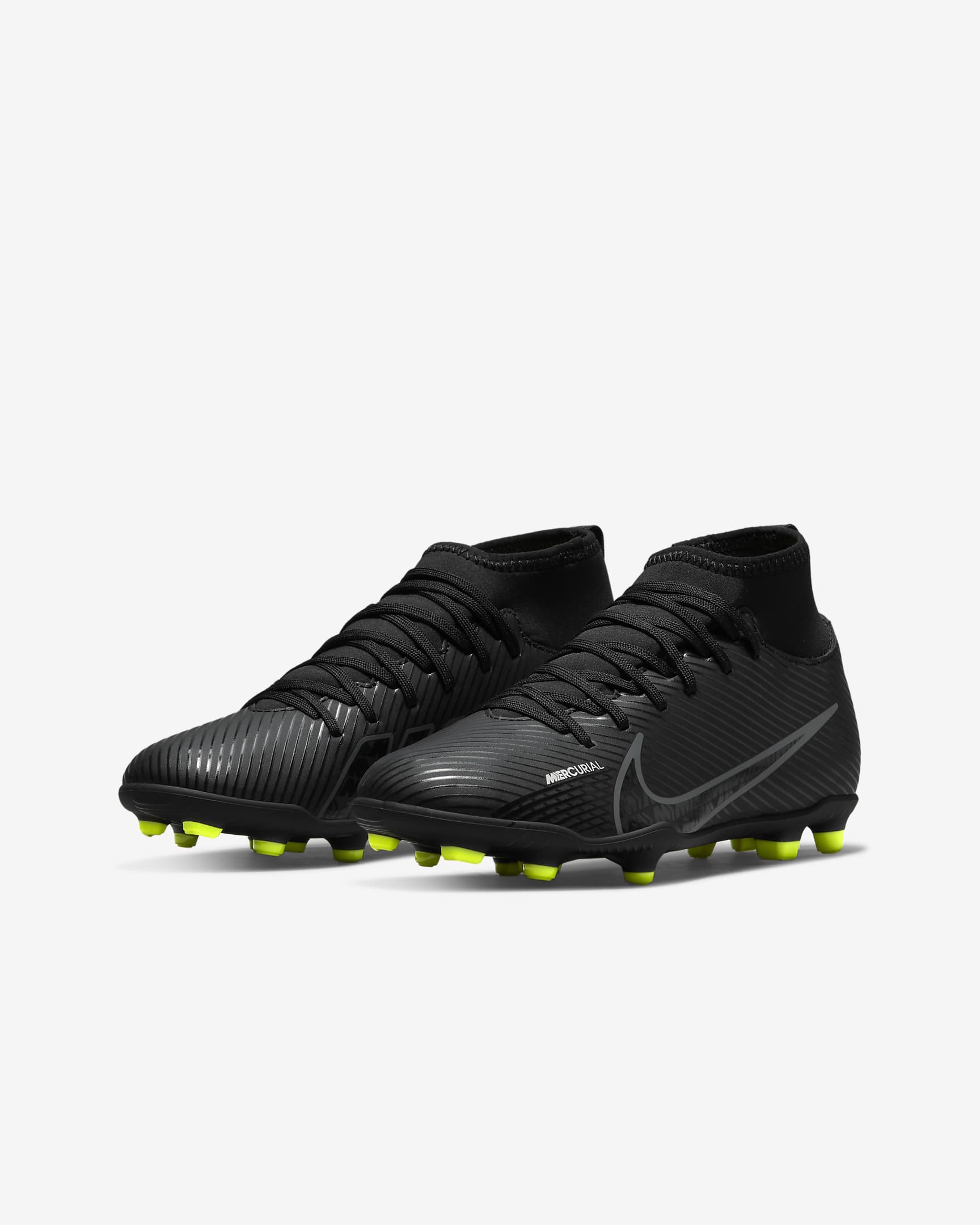 Nike Jr. Mercurial Superfly 9 Club Younger/Older Kids' Multi-Ground High-Top Football Boot - Black/Summit White/Volt/Dark Smoke Grey