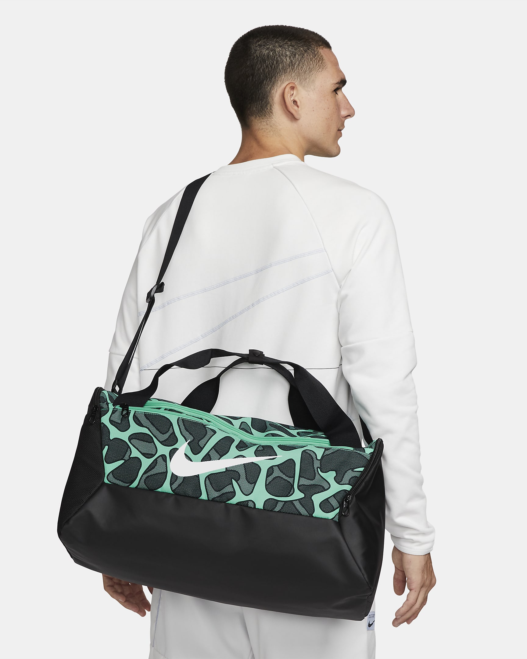 Nike Brasilia Duffel Bag (Small, 41L) - Light Menta/Black/White