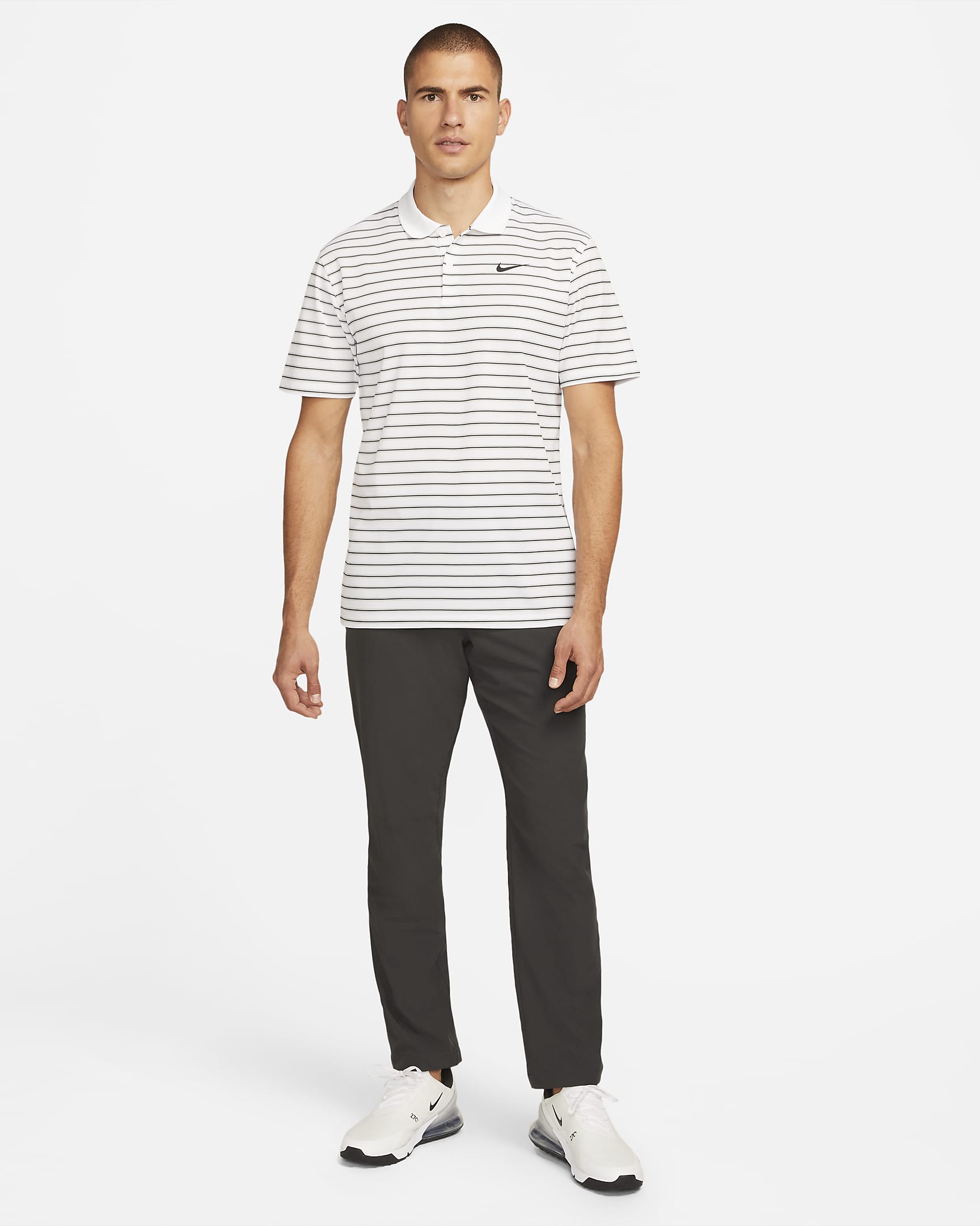 Nike Dri-FIT Victory Men's Striped Golf Polo - White/Black