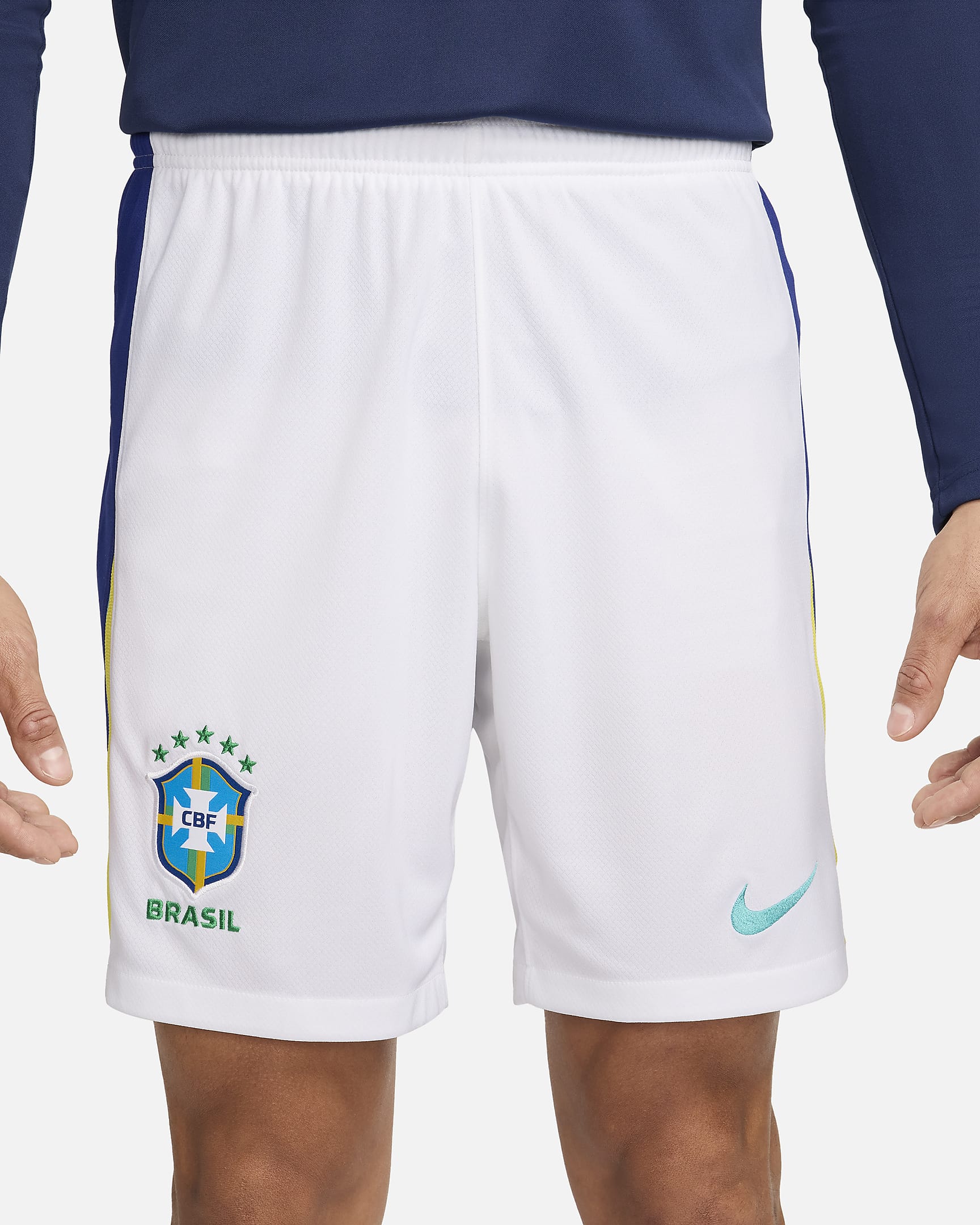 กางเกงฟุตบอลขาสั้น Replica ผู้ชาย Nike Dri-FIT Brazil 2024 Stadium Away - ขาว/Light Retro