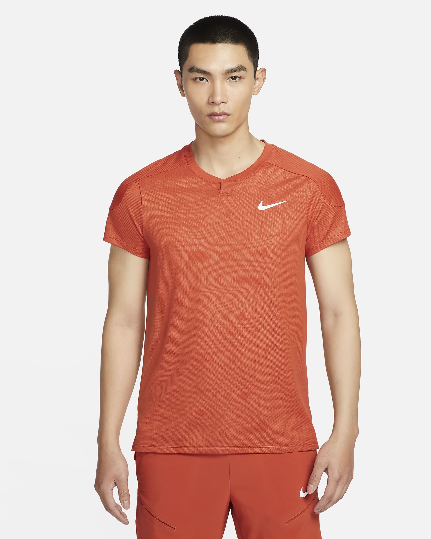 NikeCourt Slam Men's Dri-FIT Tennis Top - Rust Factor/White