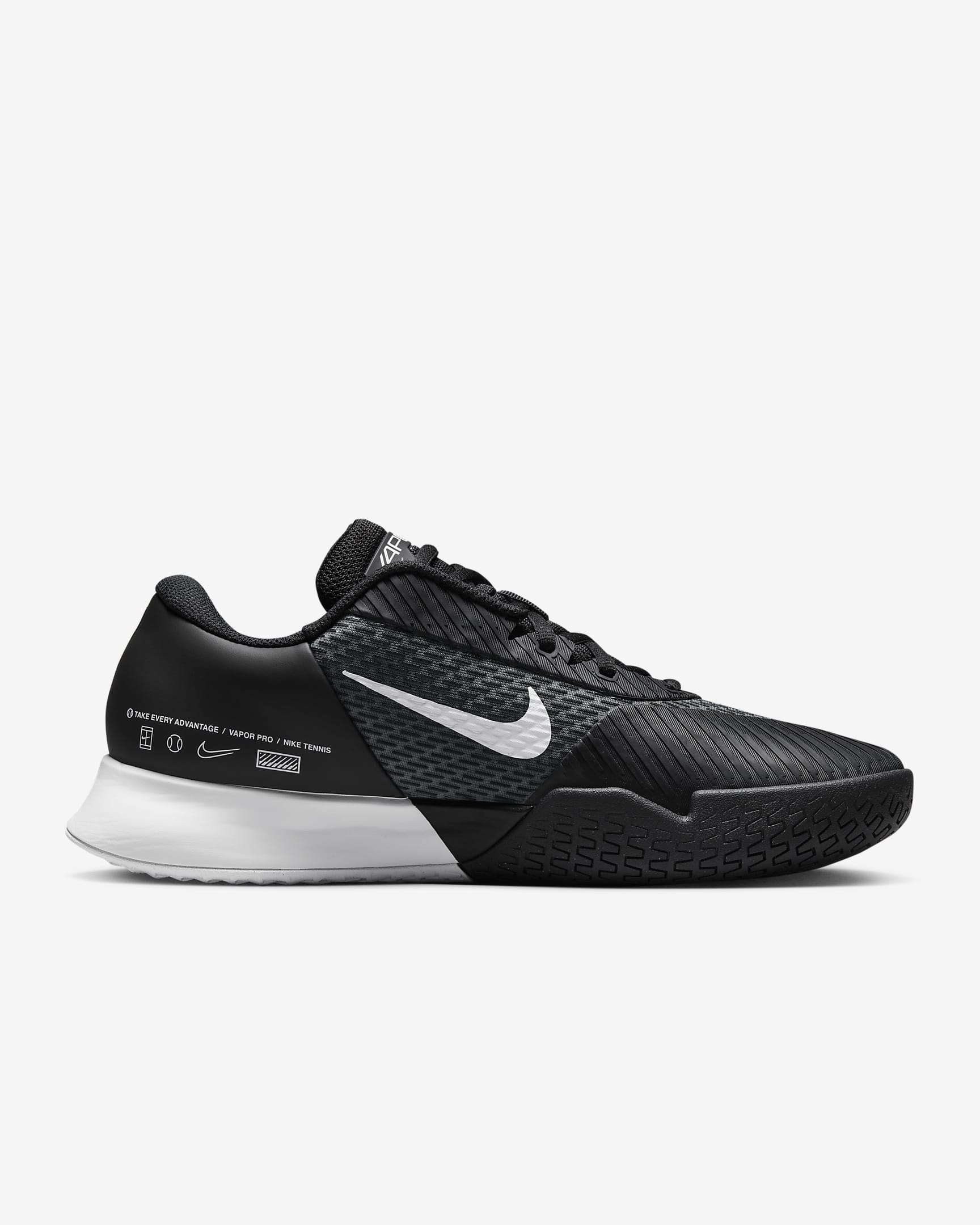 NikeCourt Air Zoom Vapor Pro 2 Men's Hard Court Tennis Shoes - Black/White