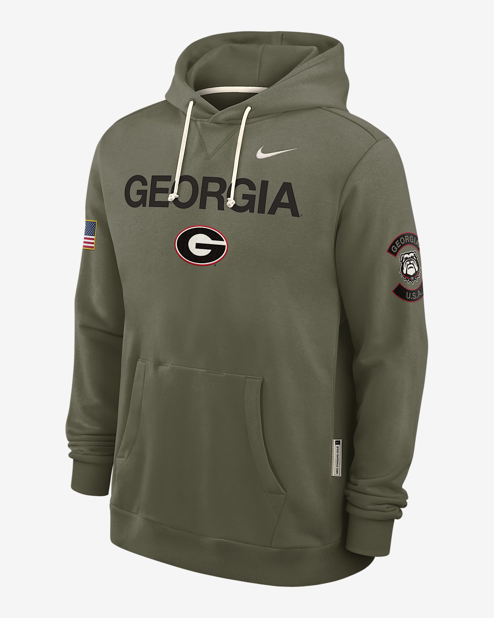 Georgia 2025 Military Appreciation Men's Nike Dri-FIT College Pullover Hoodie - Olive
