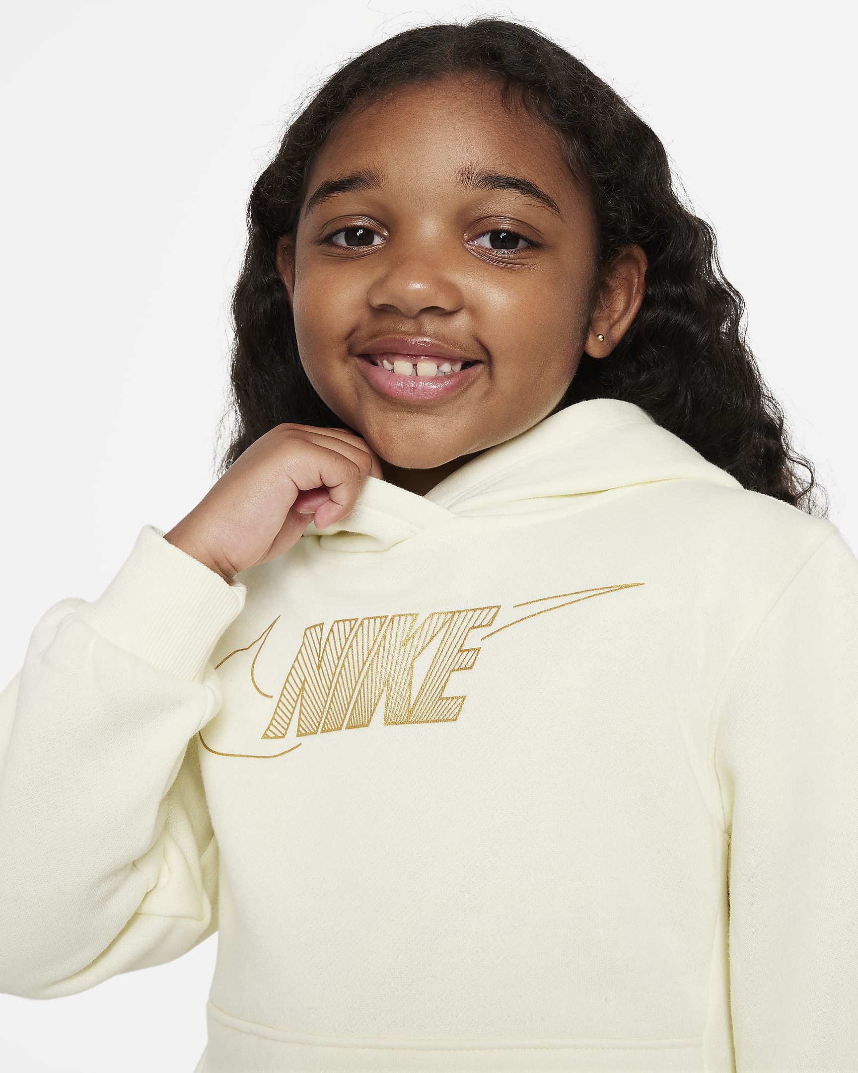 Nike Sportswear Club Fleece Holiday Shine Hoodie Little Kids Hoodie - Coconut Milk