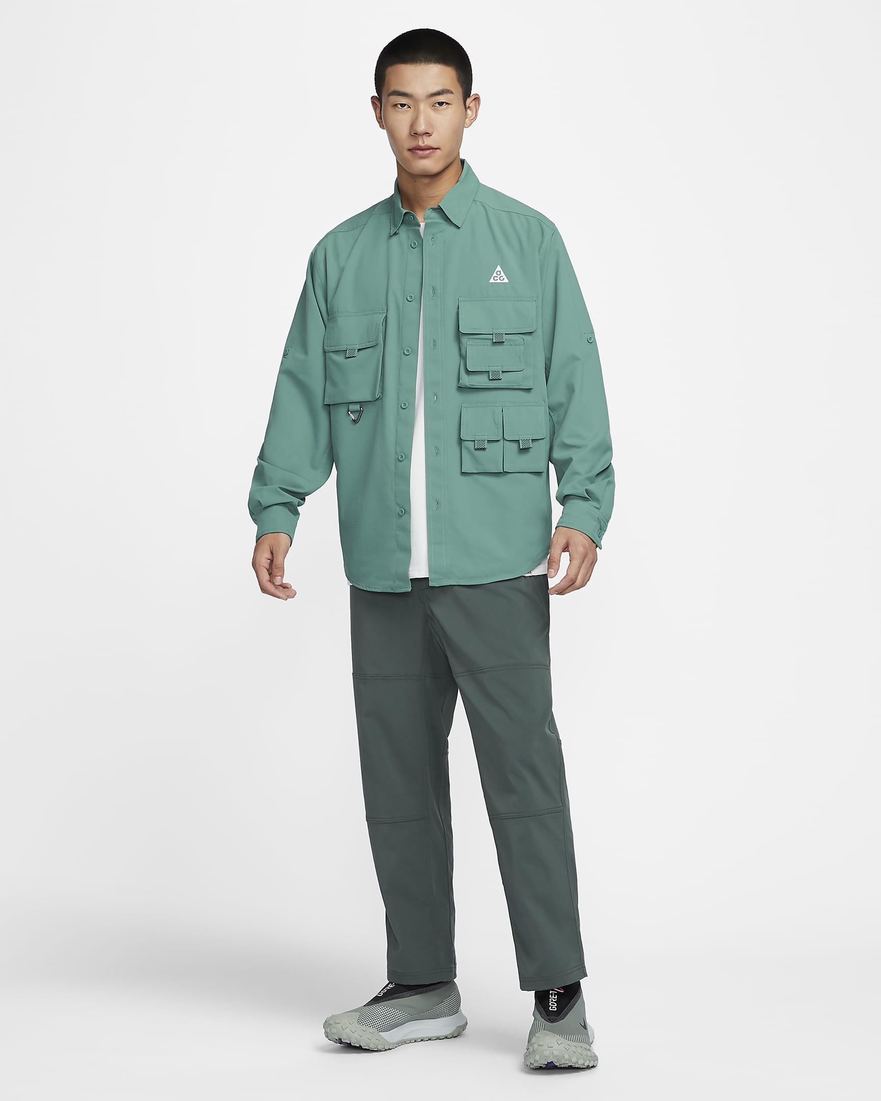 Nike ACG Dri-FIT UV "Devastation Trail" 男款上衣 - Bicoastal/Vintage Green/Summit White