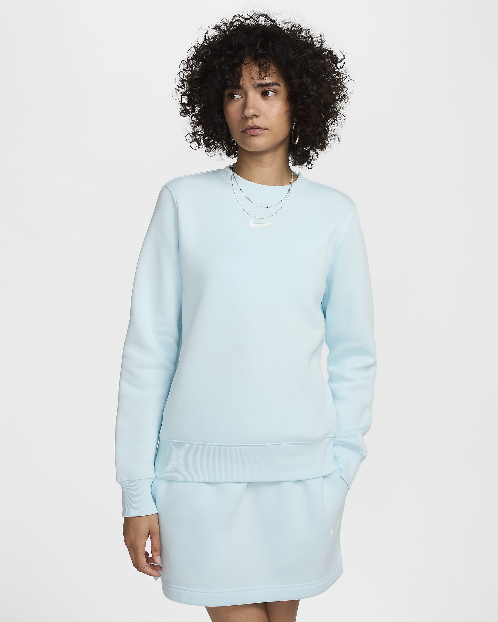 Nike Sportswear Phoenix Fleece Damen-Sweatshirt mit Rundhalsausschnitt - Glacier Blue/Sail