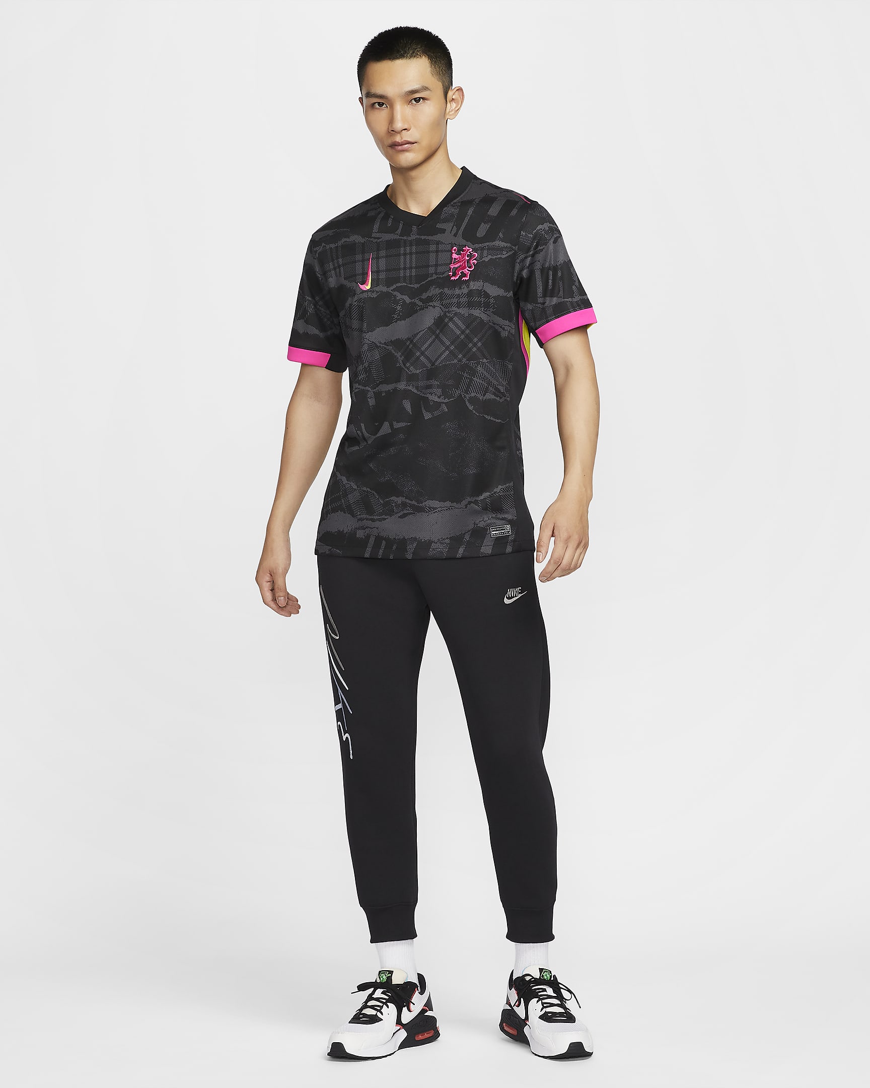 Chelsea FC 2024/25 Stadium Derde Nike Dri-FIT replicavoetbalshirt voor heren - Anthracite/Zwart/Opti Yellow/Pink Prime