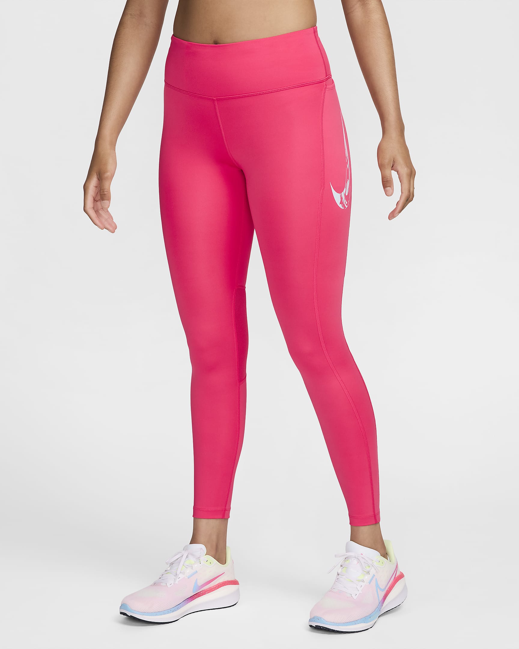 Nike Fast Women's Mid-Rise 7/8 Running Leggings with Pockets - Aster Pink/Glacier Blue