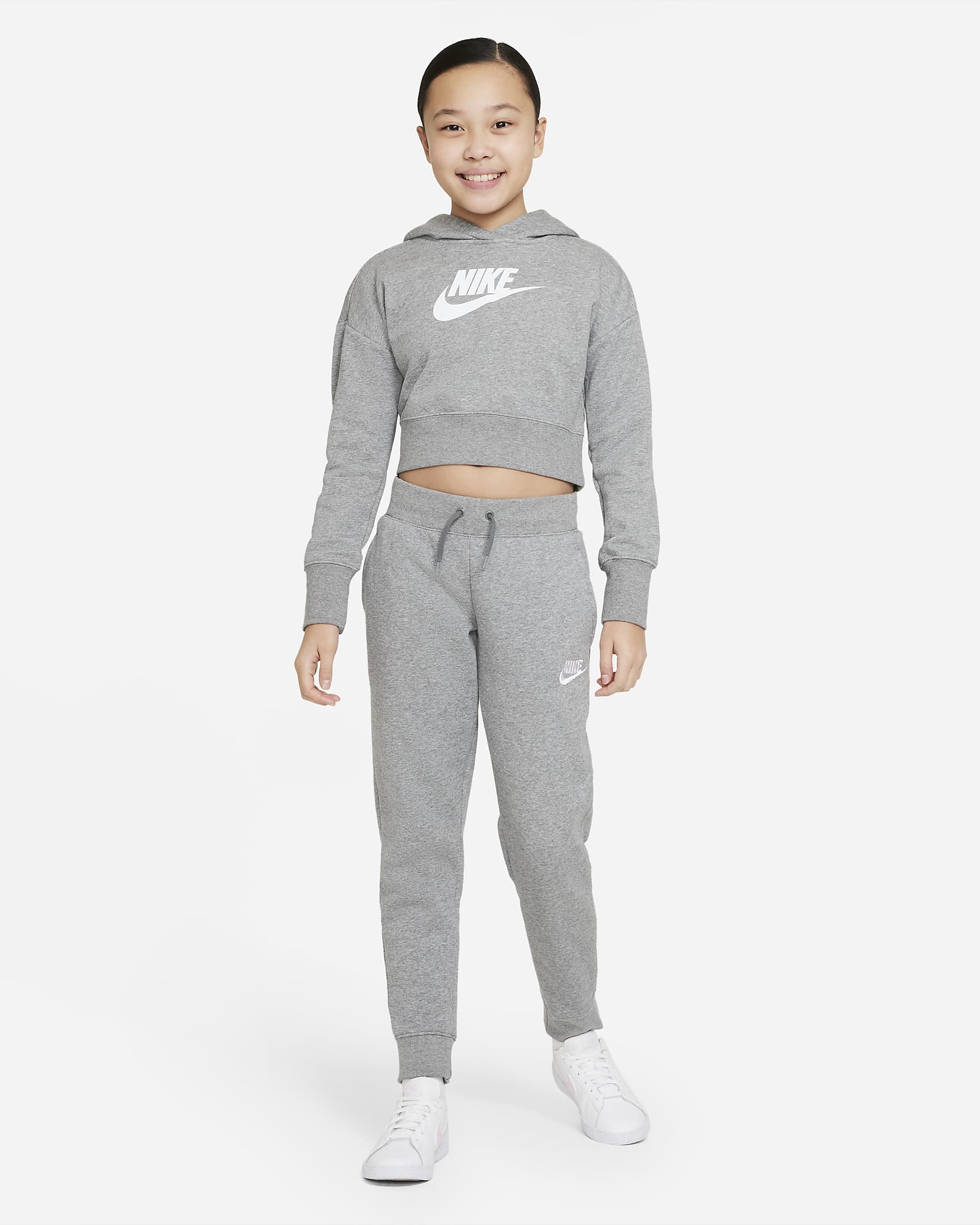 Nike Sportswear Club Big Kids' (Girls') French Terry Cropped Hoodie ...