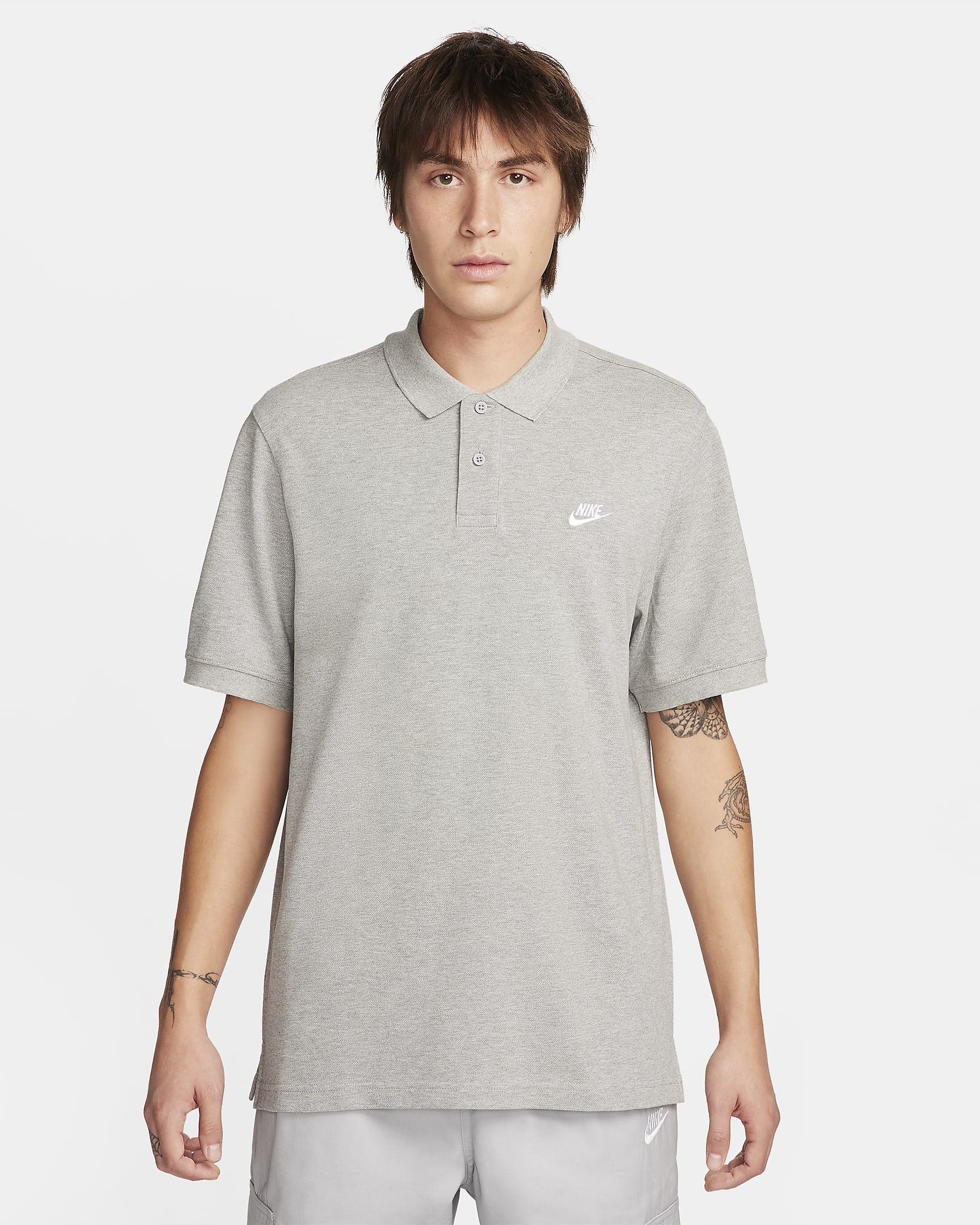 Nike Club Men's Short-Sleeve Polo - Dark Grey Heather/White