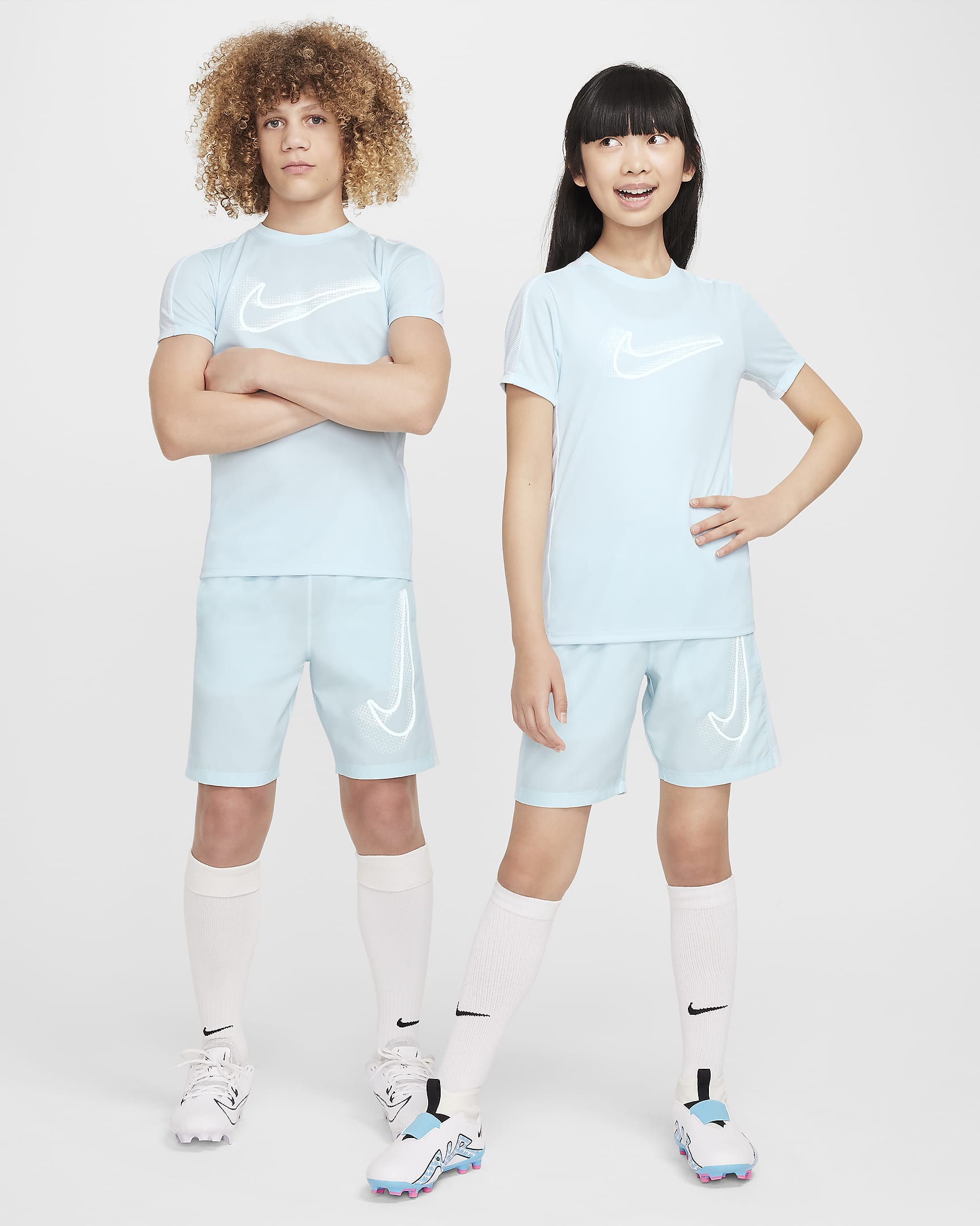 Nike Academy23 voetbalshorts voor kids - Glacier Blue/Wit/Wit