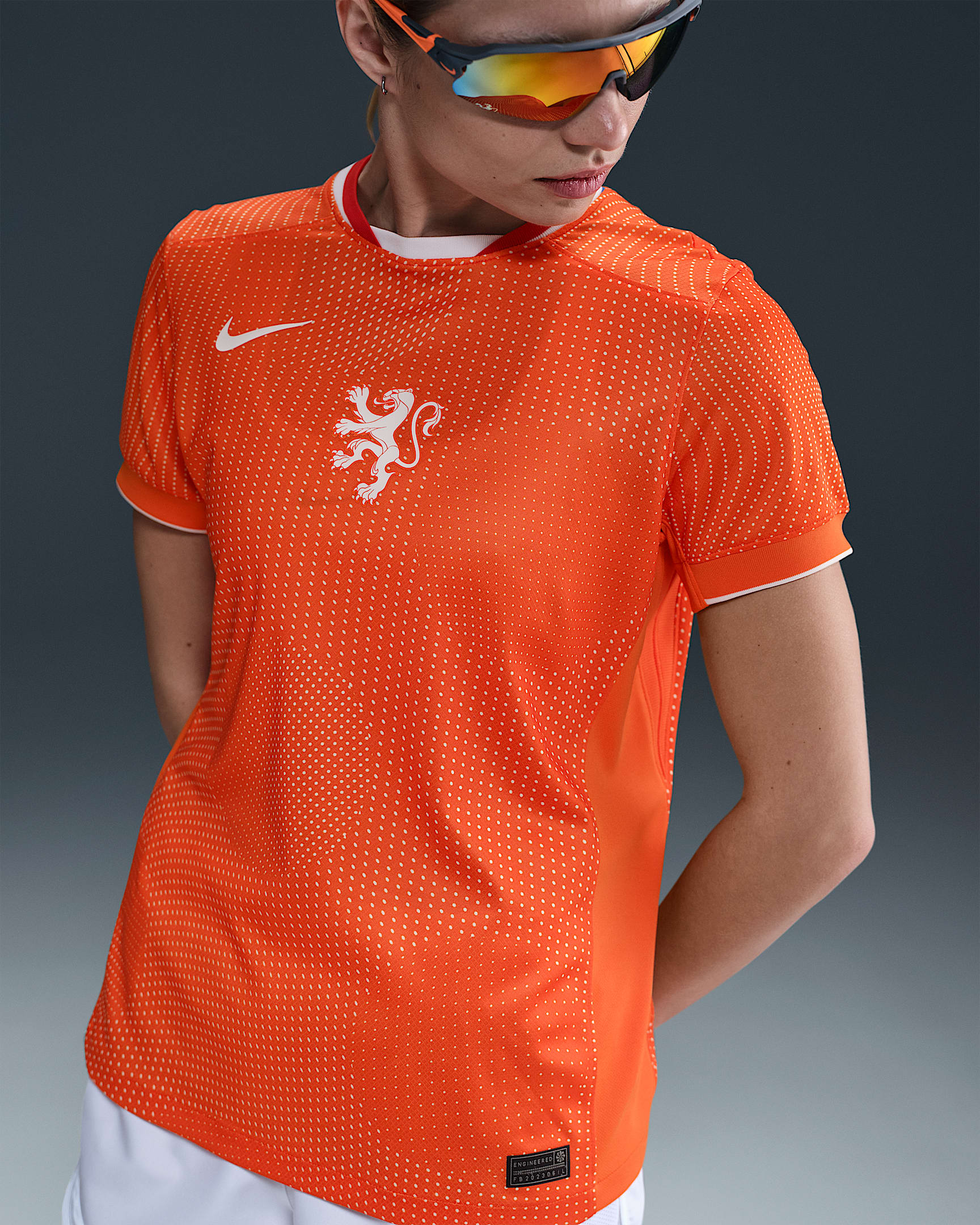 Netherlands 2025 Stadium Home (Women's Team) Women's Nike Dri-FIT Soccer Replica Jersey - Safety Orange/White